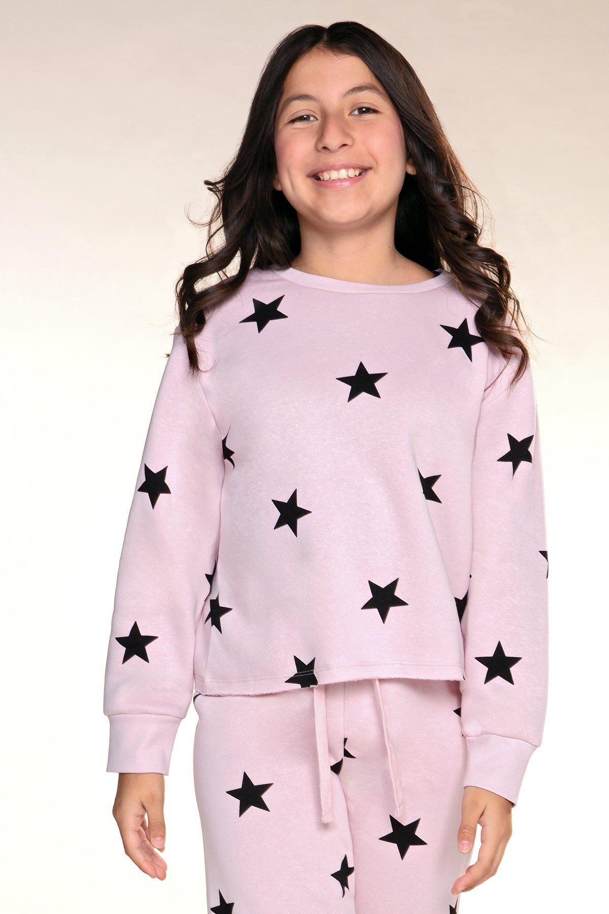 Cloud Soft French Terry Easy Crew Sweatshirt - Vintage Rose Stars - NEW!
