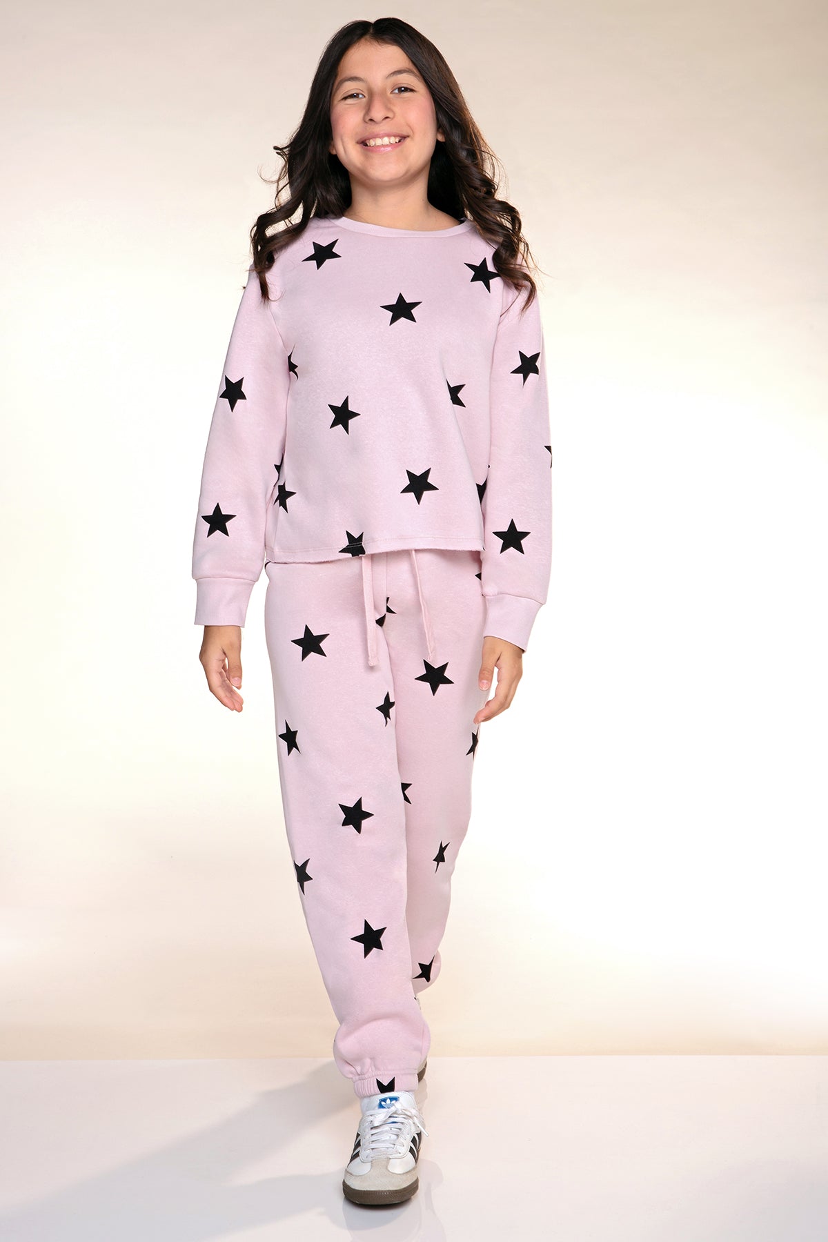 Cloud Soft French Terry Easy Crew Sweatshirt - Vintage Rose Stars - NEW!