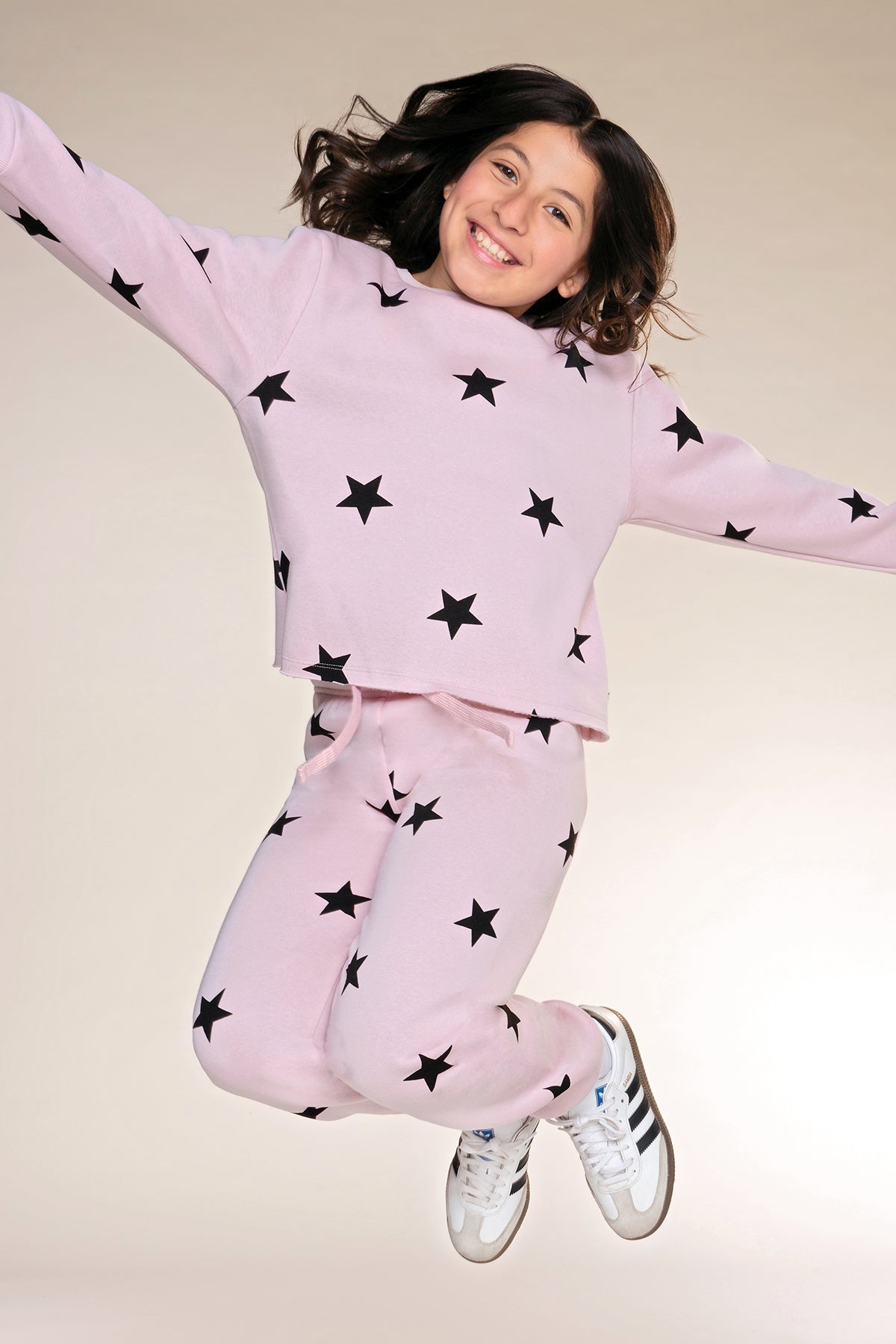 Cloud Soft French Terry Easy Crew Sweatshirt - Vintage Rose Stars - NEW!