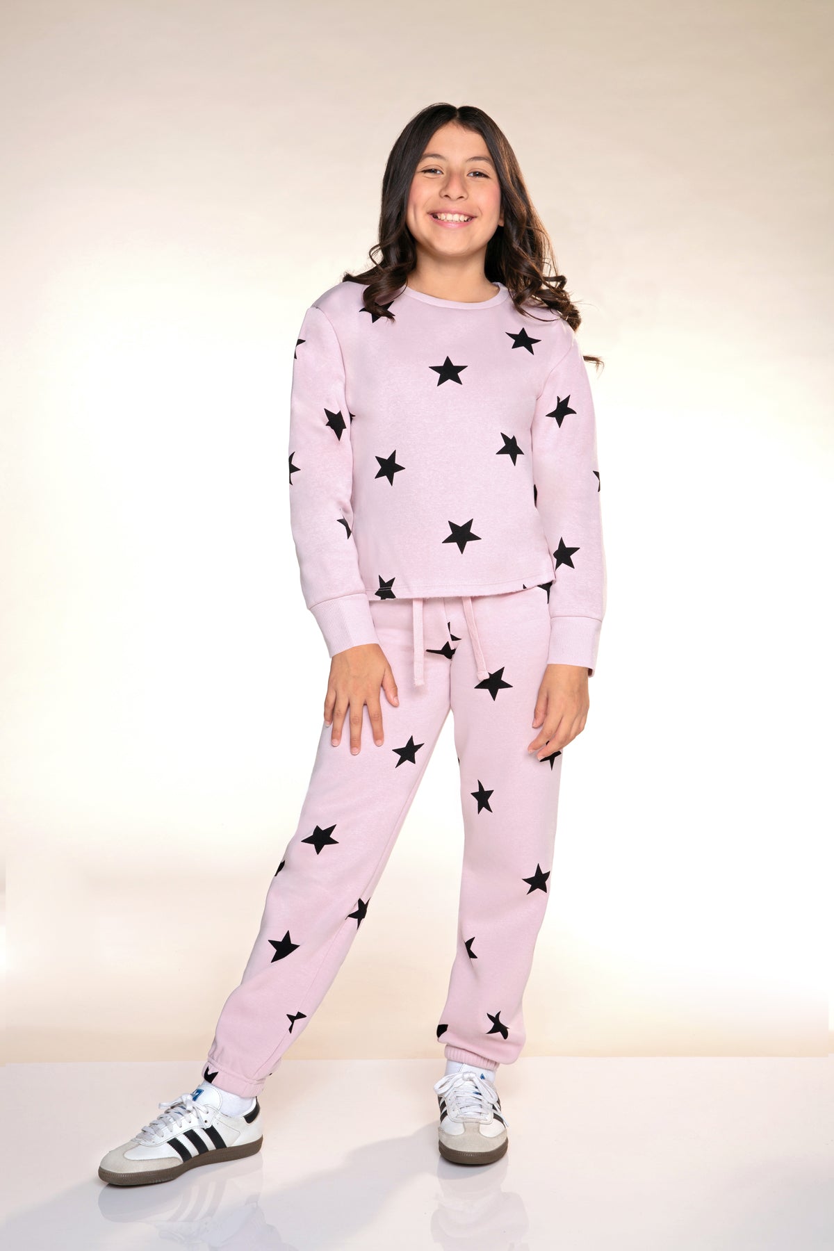 Cloud Soft French Terry Easy Crew Sweatshirt - Vintage Rose Stars - NEW!