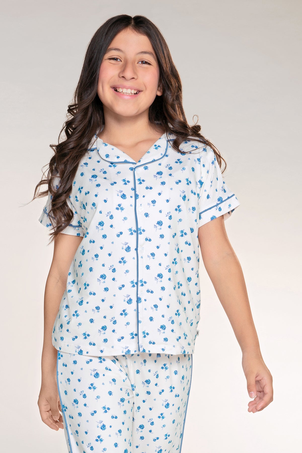 Gift Set - Simply Soft Button Down Tee & Karate Pant & Cozy Blanket - Ivory Denim Floral - NEW!
