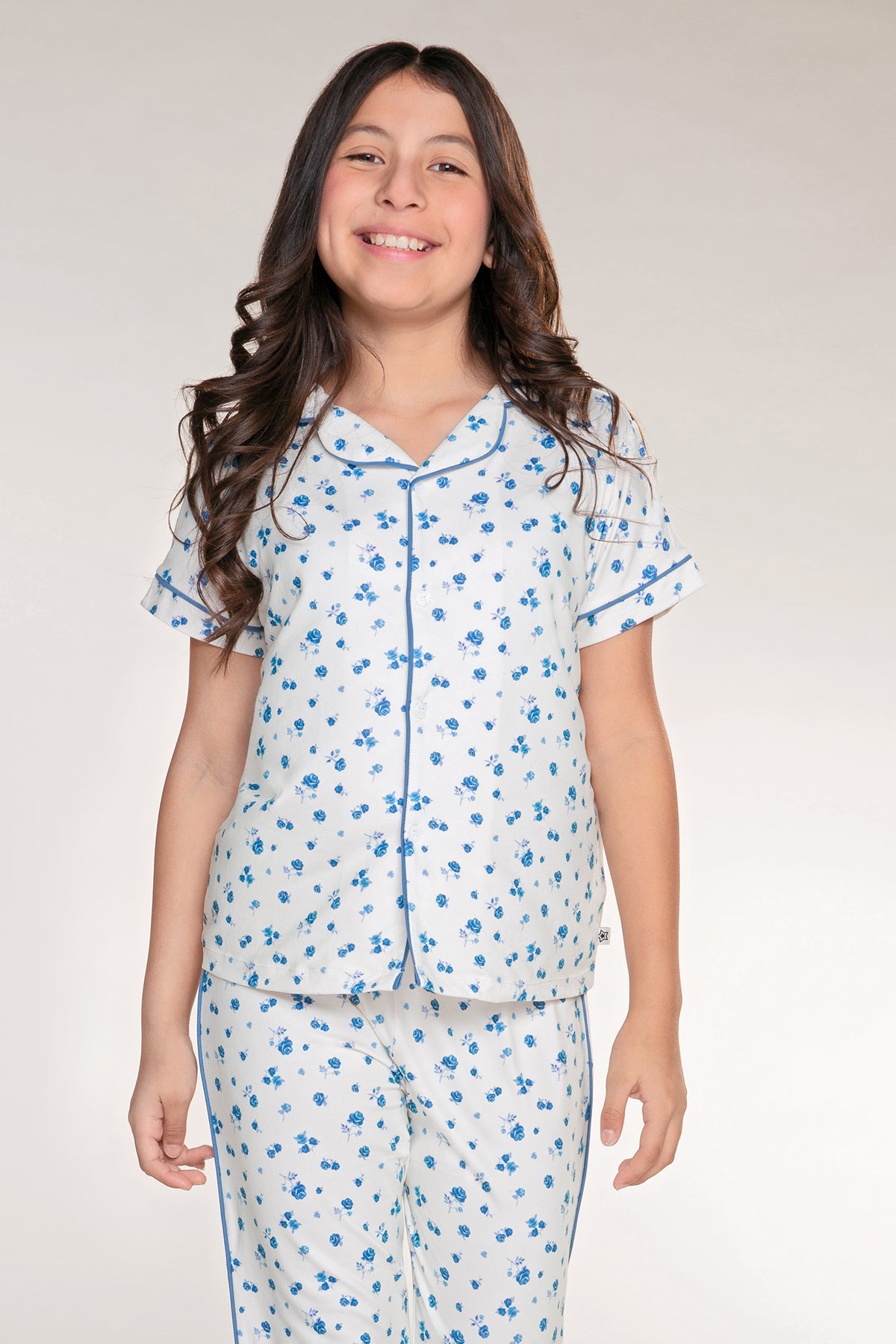 Simply Soft Button Down Tee & Karate Pant - Ivory Denim Floral - NEW!