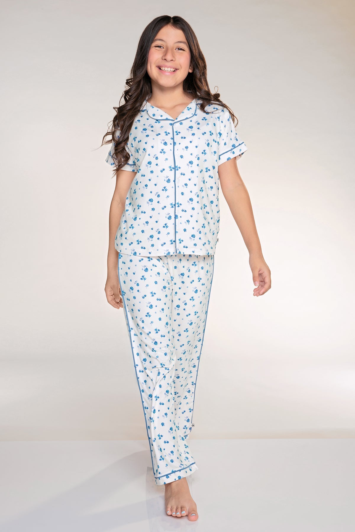 Simply Soft Button Down Tee & Karate Pant - Ivory Denim Floral - NEW!