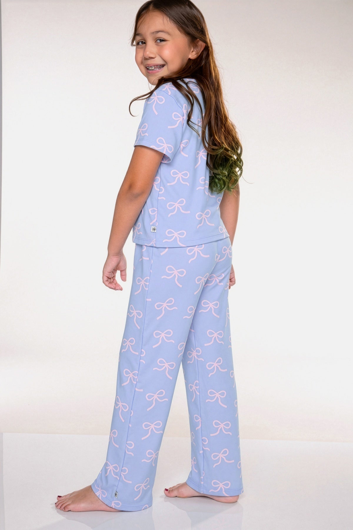 Simply Soft Easy Tee & Karate Pant - Light Blue Pink Bow - NEW!