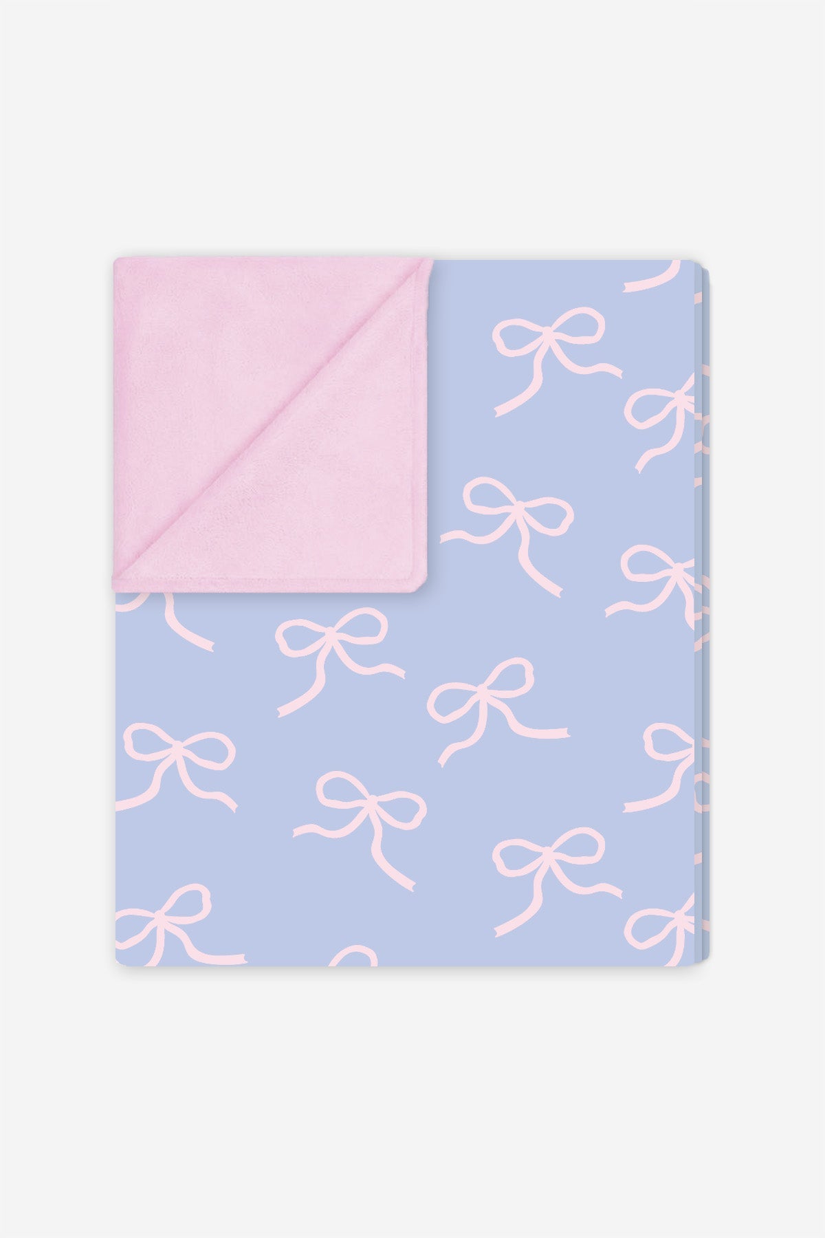 Simply Soft Reversible Blanket - Light Blue Pink Bow - NEW