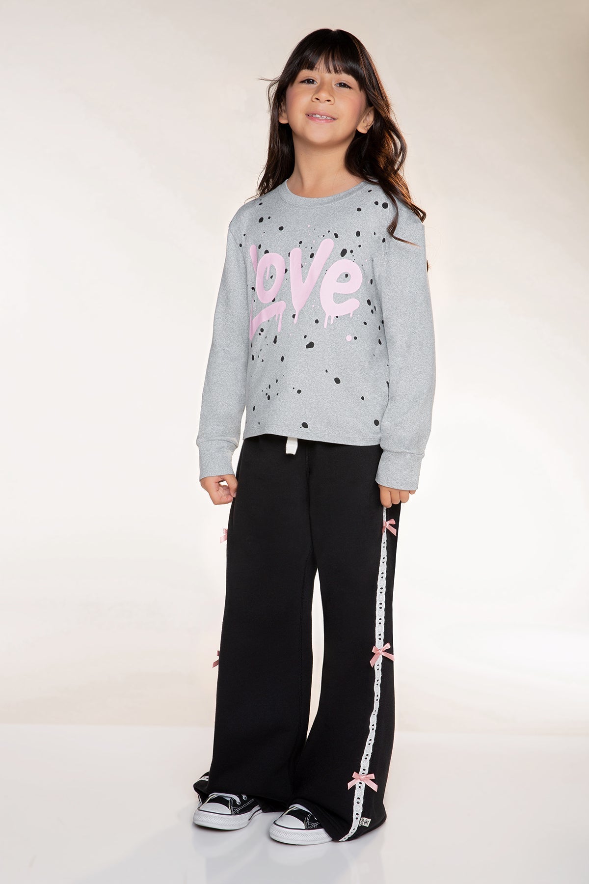 Simply Soft Long Sleeve Easy Tee - Heather Grey Pink Love - NEW!