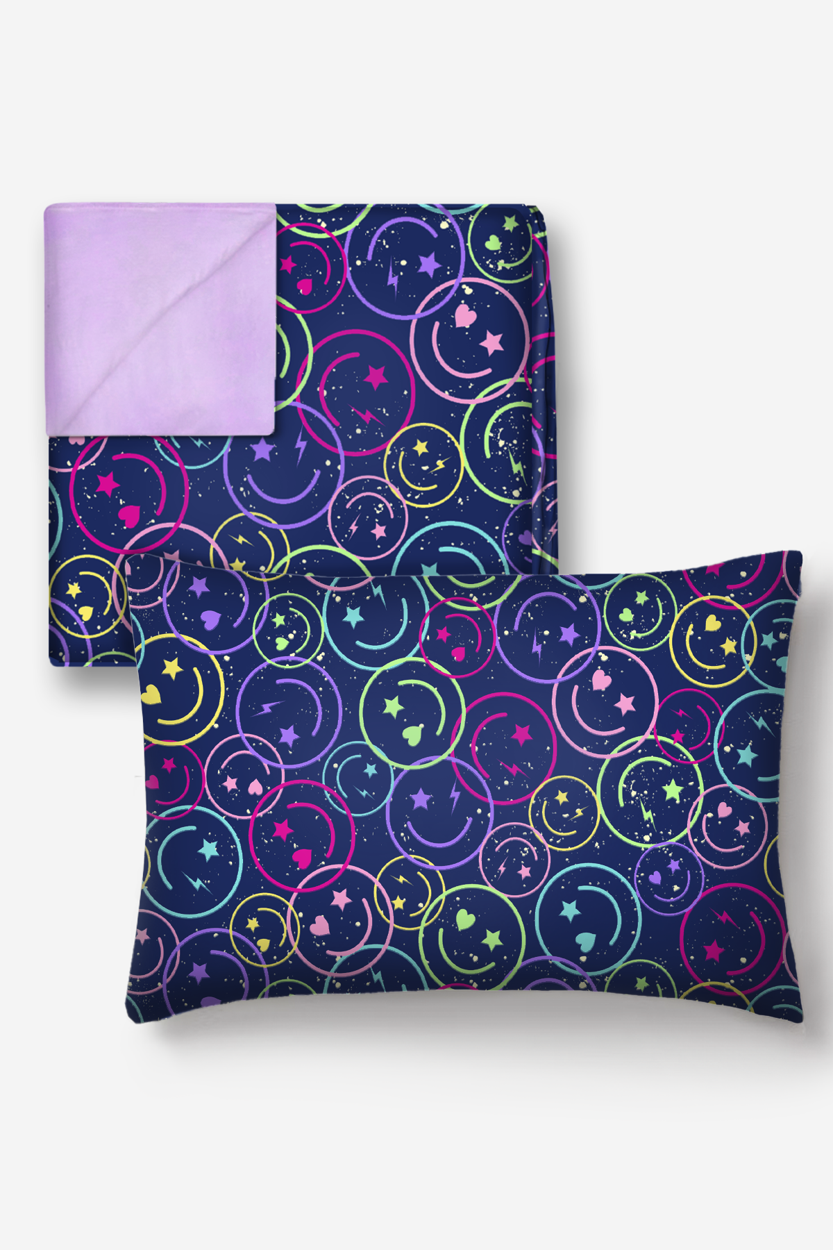 Blanket & Pillowcase Bundle - Purple Pink Graffiti