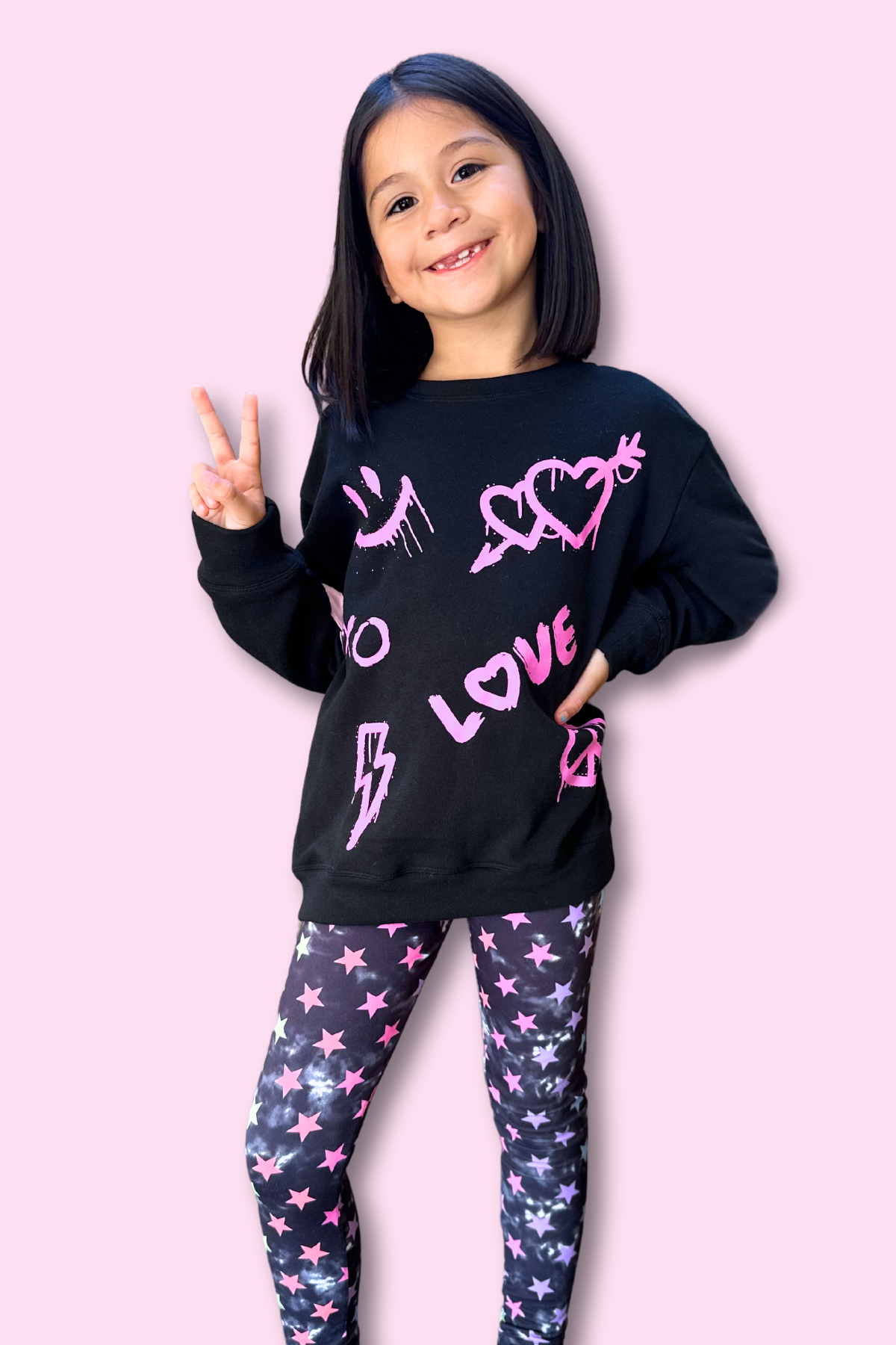 Cotton Soft French Terry Oversized Sweatshirt - Neon Violet Sequin Bear