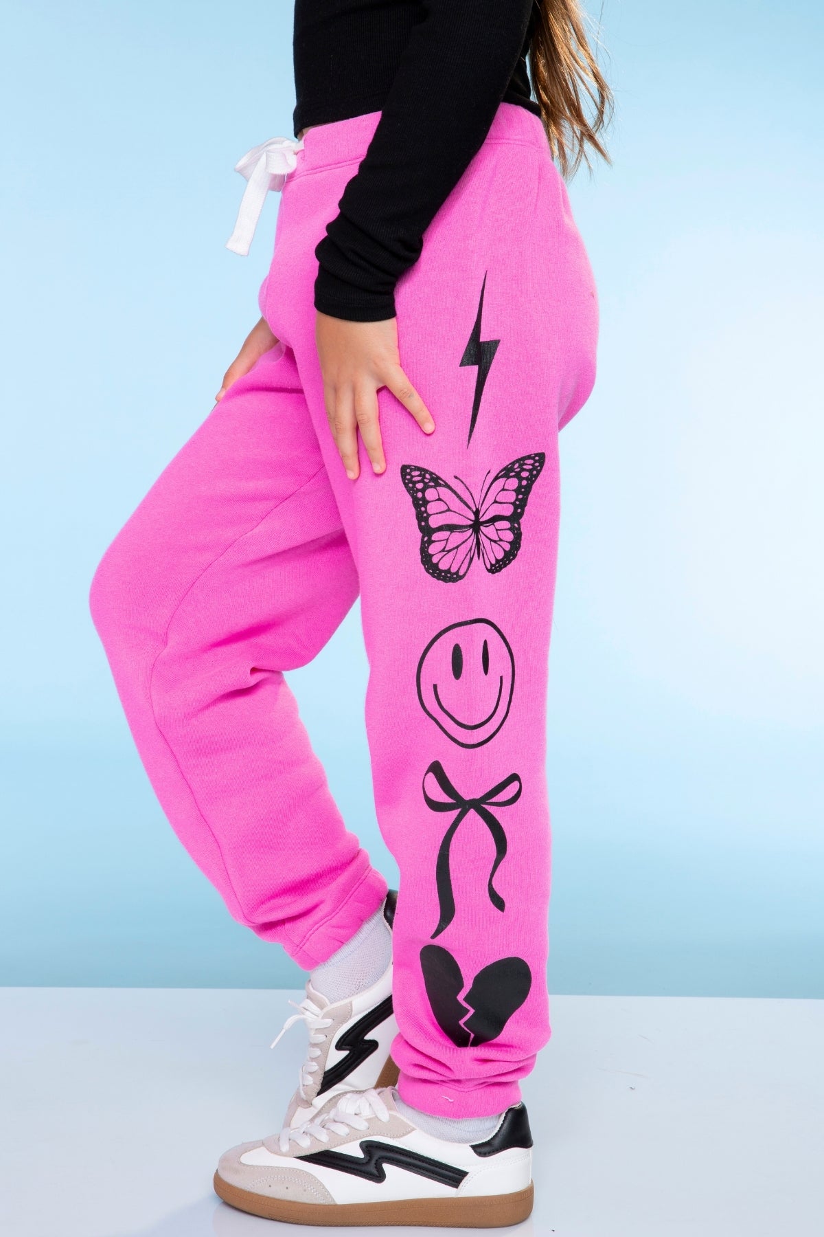 Cotton Soft French Terry Sweatpant ••• - Vintage Iris Sequin Heart