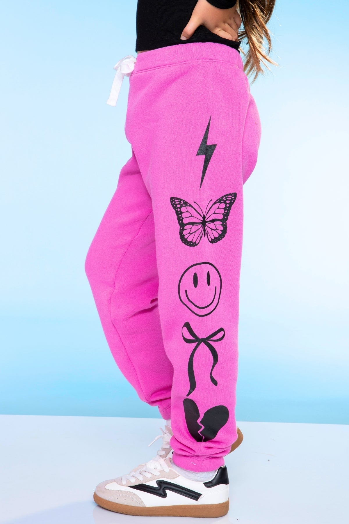 Cotton Soft French Terry Sweatpant ••• - Vintage Iris Sequin Heart