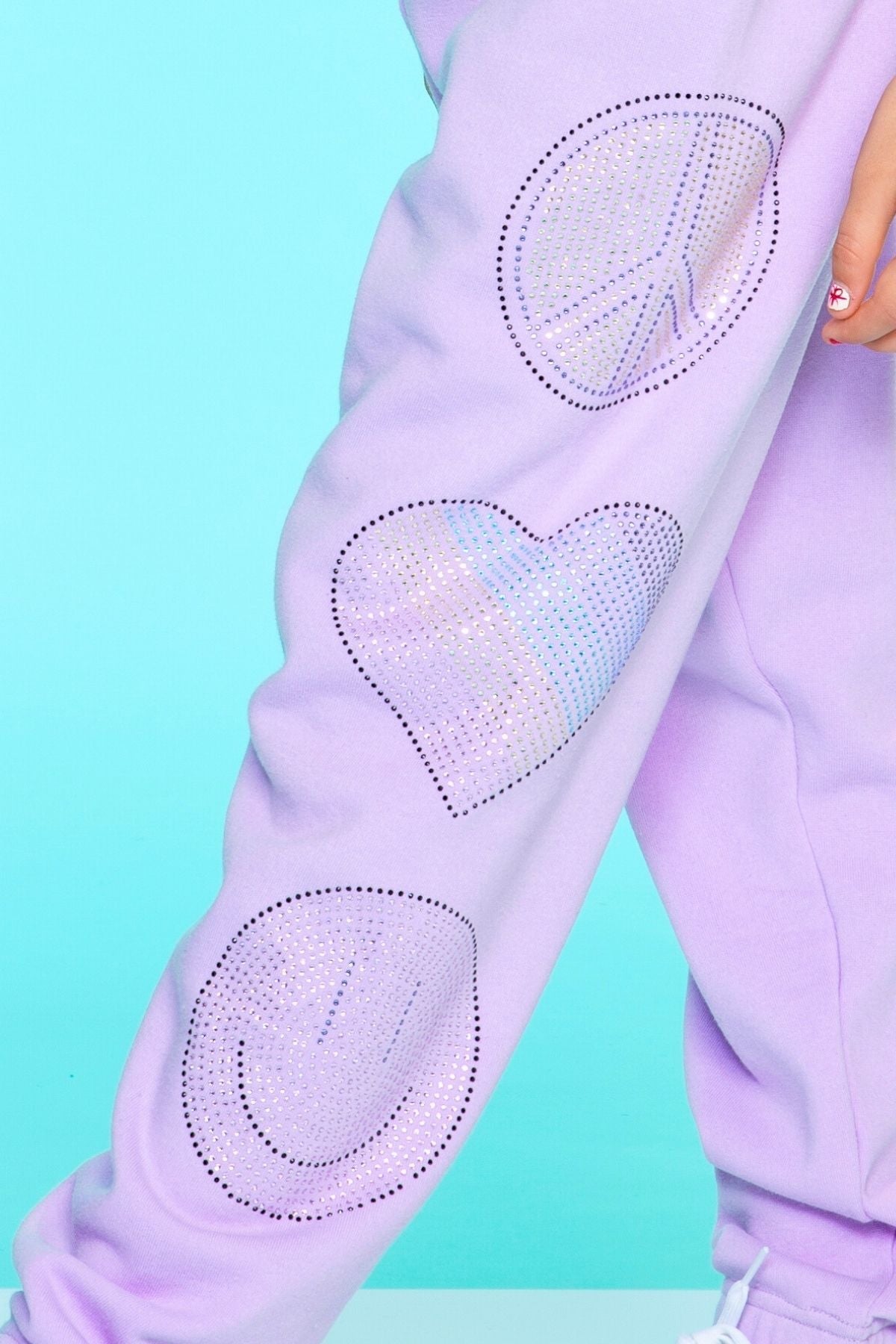 Cotton Soft French Terry Sweatpant ••• - Vintage Iris Sequin Heart