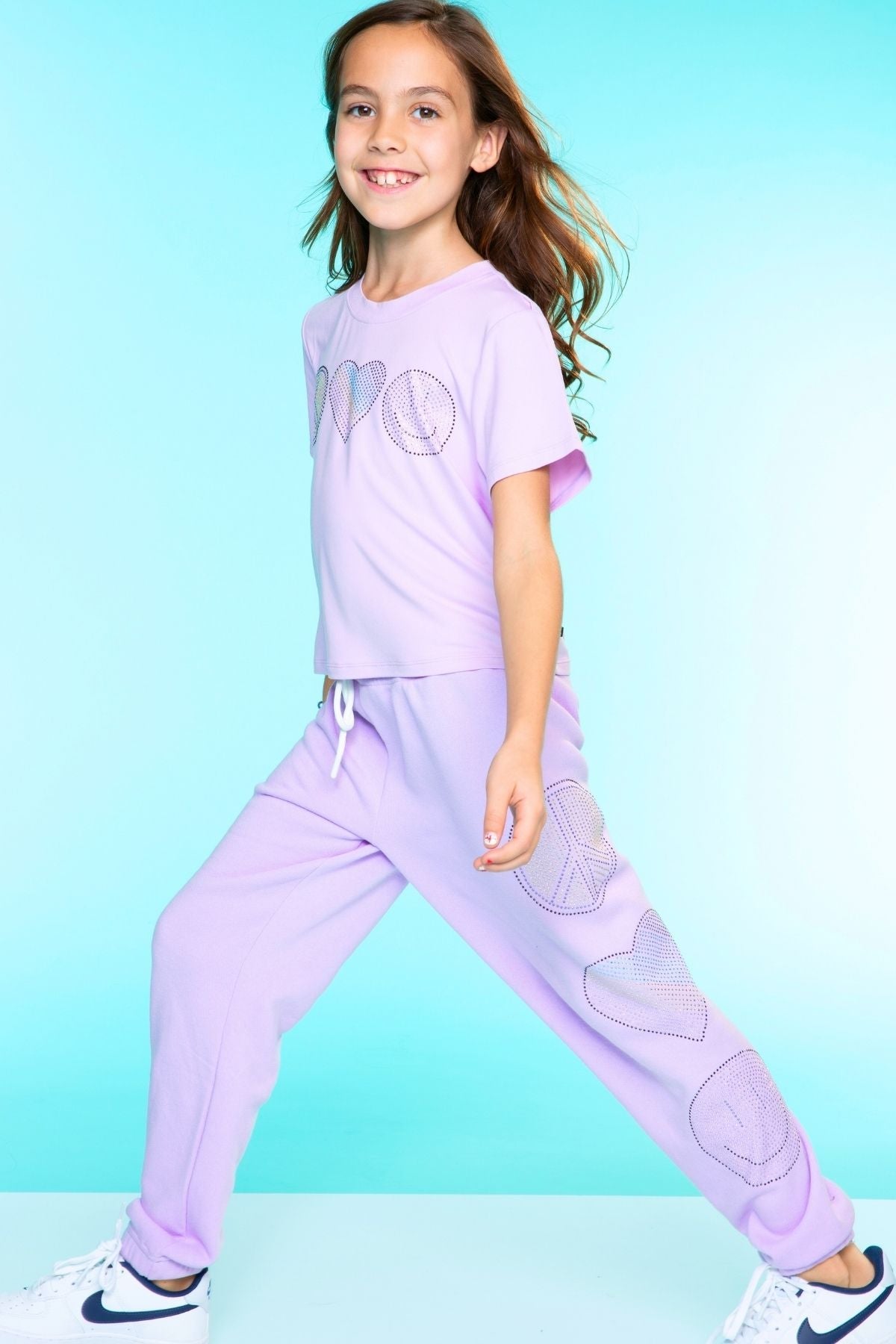 Cotton Soft French Terry Sweatpant ••• - Vintage Iris Sequin Heart