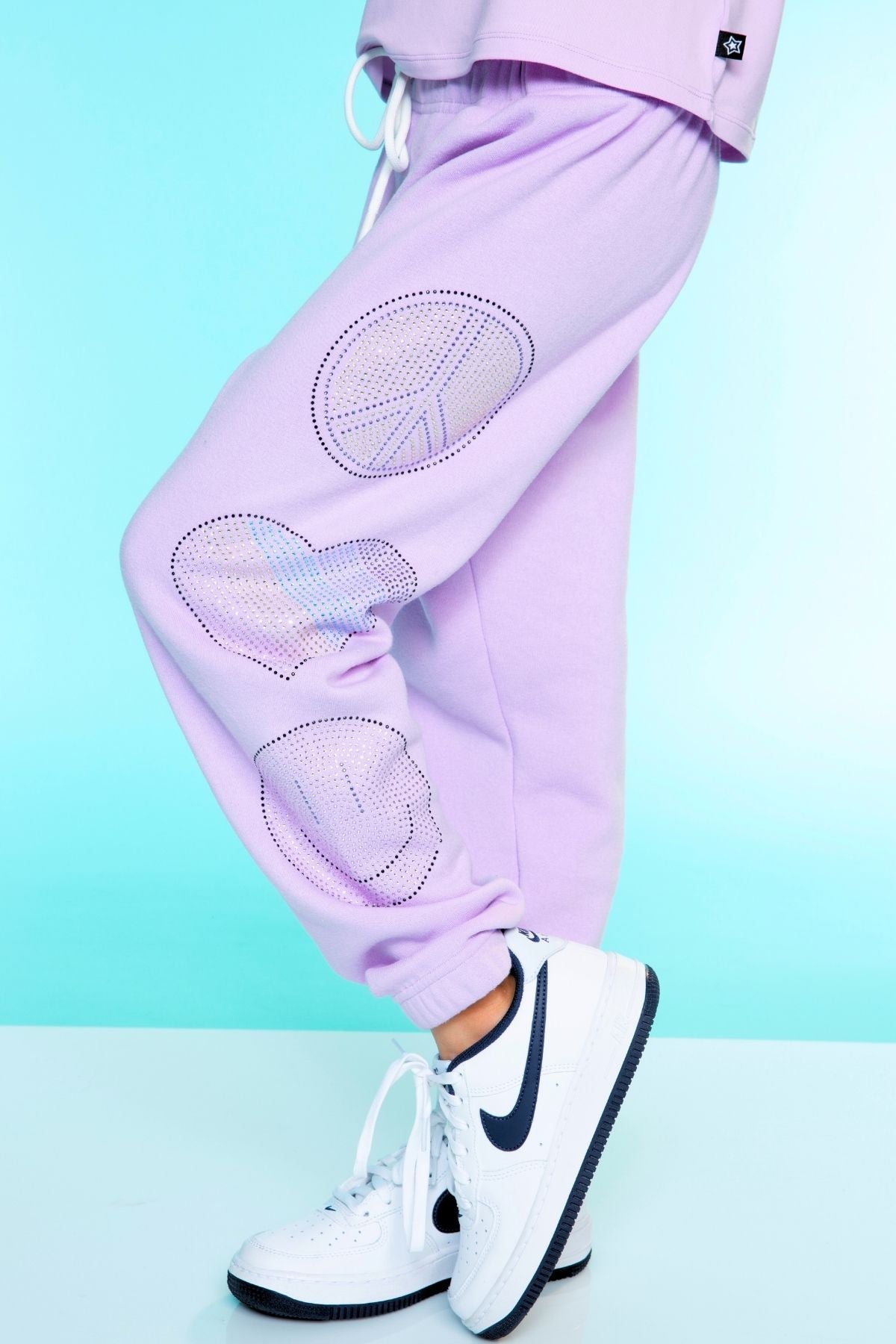 Cotton Soft French Terry Sweatpant ••• - Vintage Iris Sequin Heart