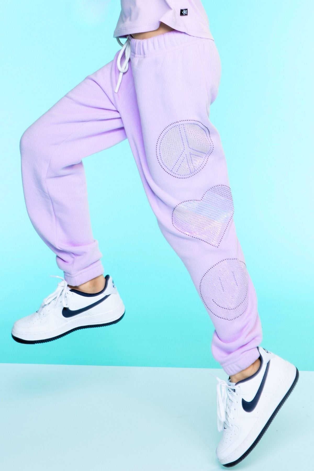 Cotton Soft French Terry Sweatpant ••• - Vintage Iris Sequin Heart