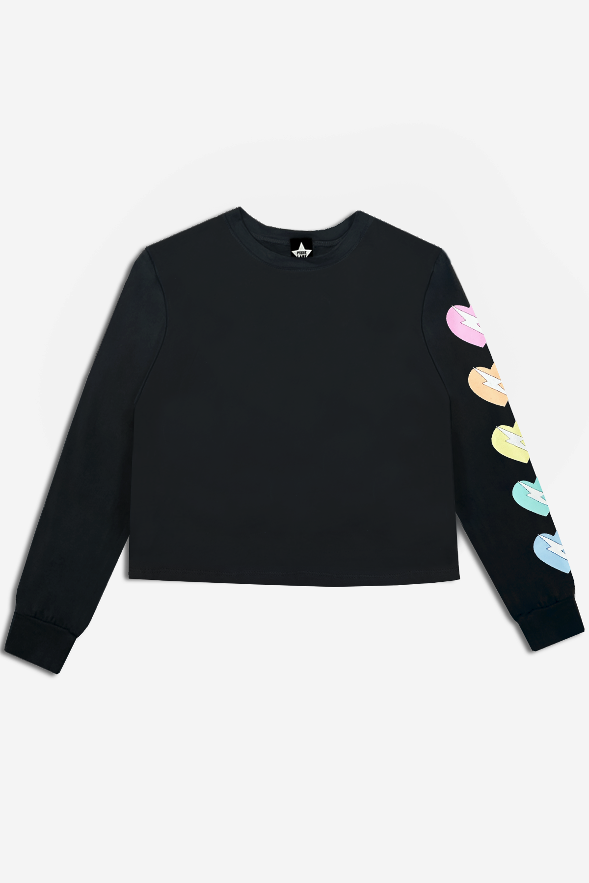 Cotton Soft French Terry Easy Crew Sweatshirt - Heather Grey Rainbow Heart