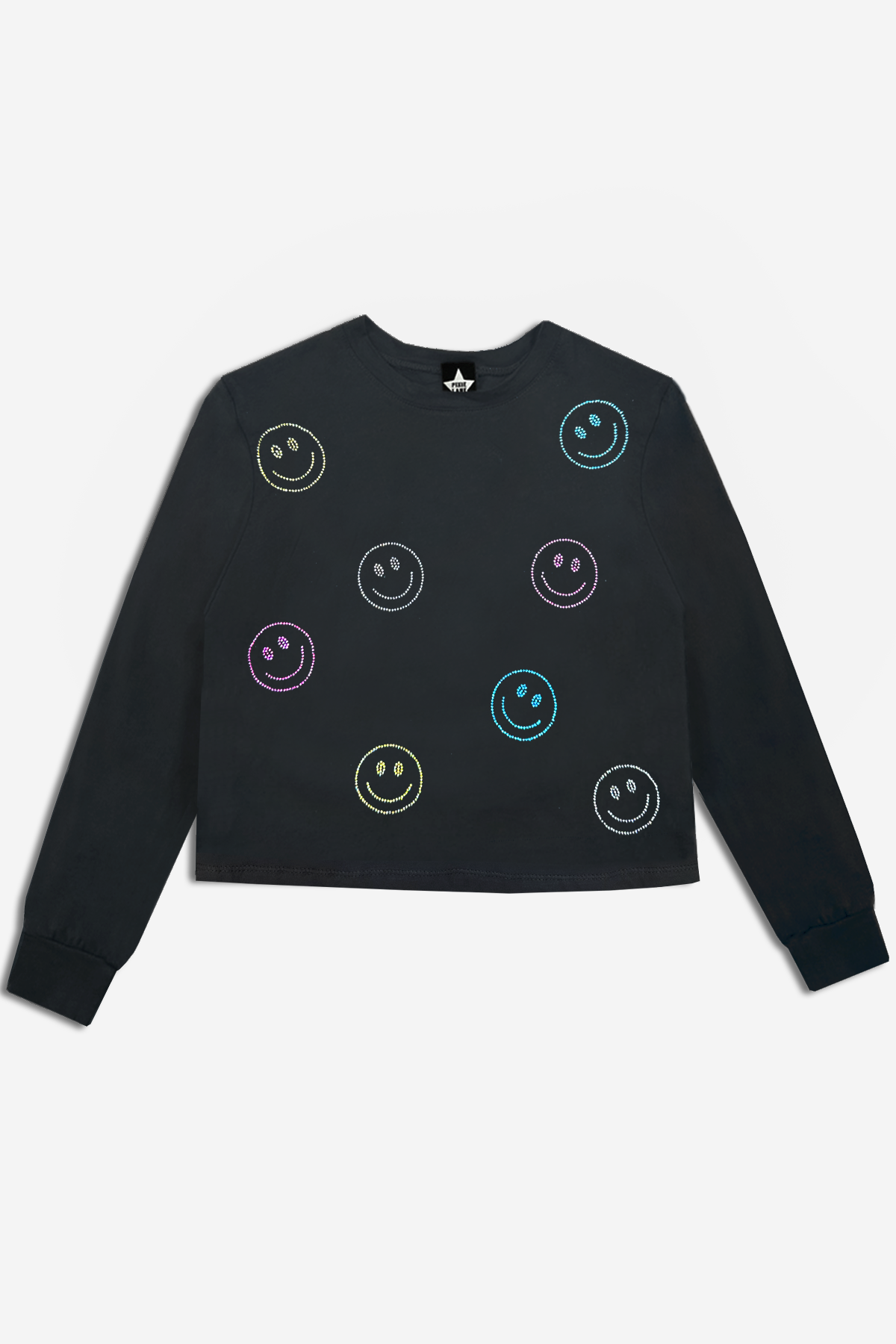 Cotton Soft French Terry Easy Crew Sweatshirt - Heather Grey Rainbow Heart