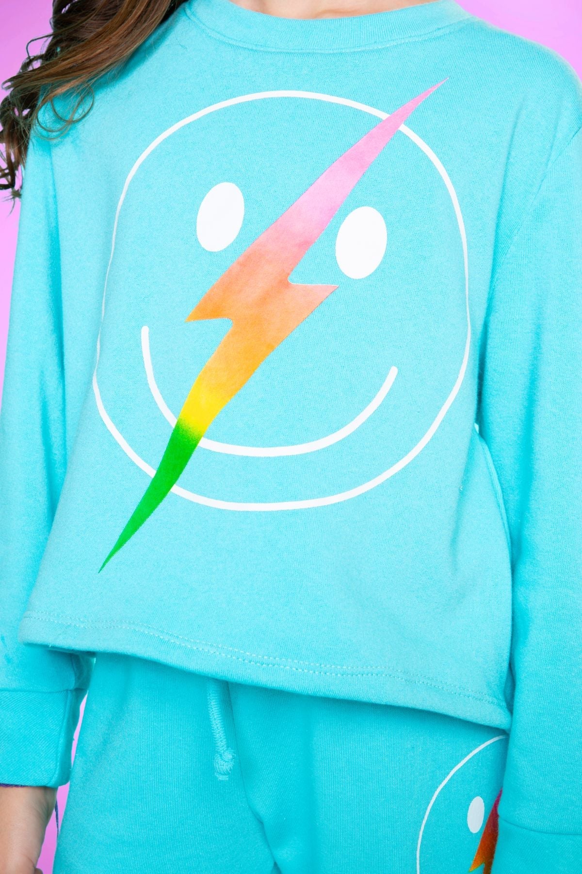 Cotton Soft French Terry Easy Crew Sweatshirt - Heather Grey Rainbow Heart