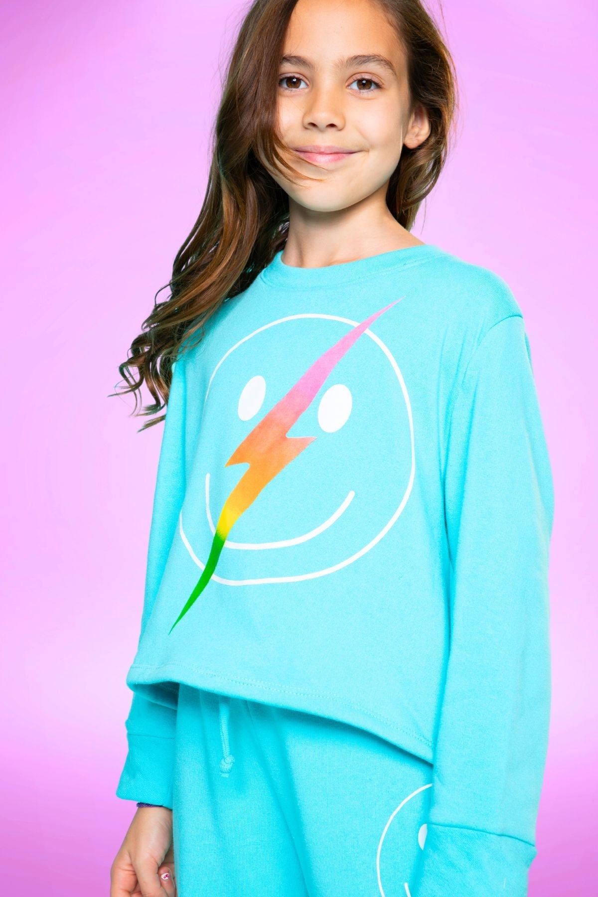 Cotton Soft French Terry Easy Crew Sweatshirt - Heather Grey Rainbow Heart