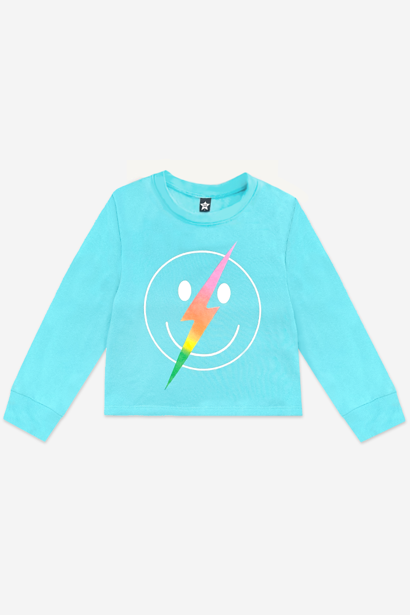 Cotton Soft French Terry Easy Crew Sweatshirt - Heather Grey Rainbow Heart
