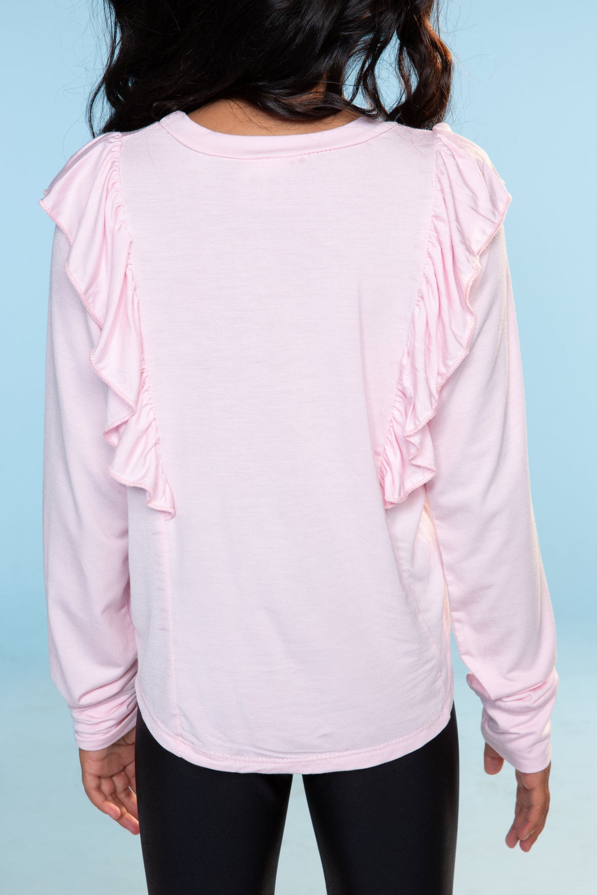 Modal Long Sleeve Ruffle Shirttail - Blush - Blush - BOGO50!