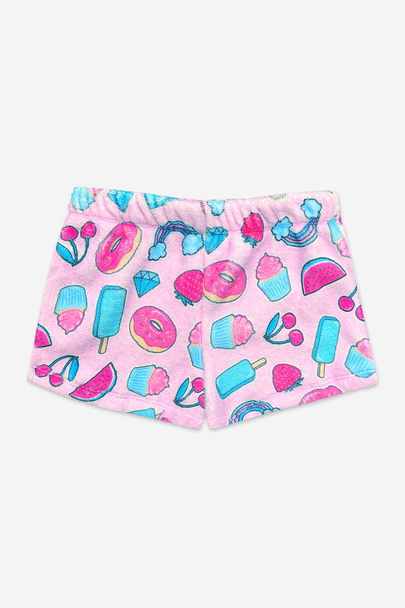 Fuzzy Plush Dolphin Short - Pink Moon Stars