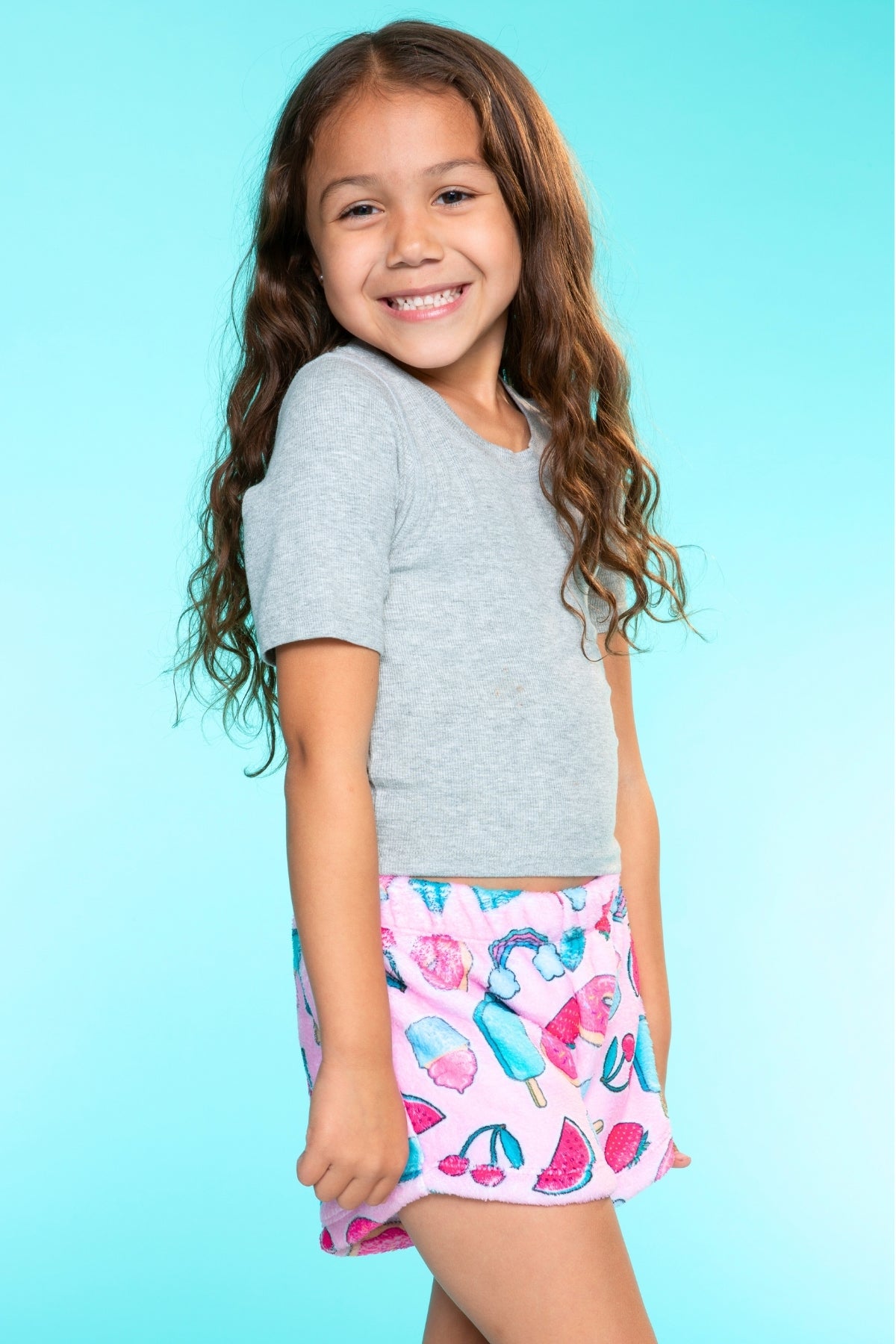 Fuzzy Plush Dolphin Short - Pink Moon Stars