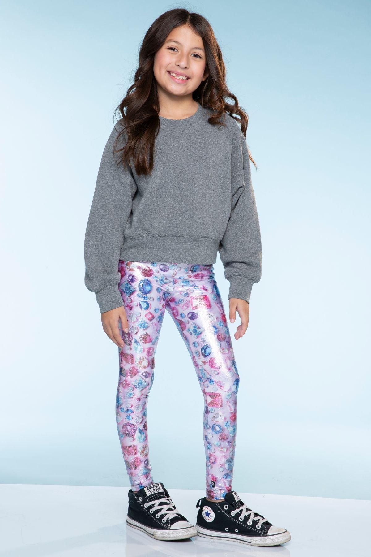 Glitter Foil High Shine Legging - Black Sparkle Rainbow Gummy Bear