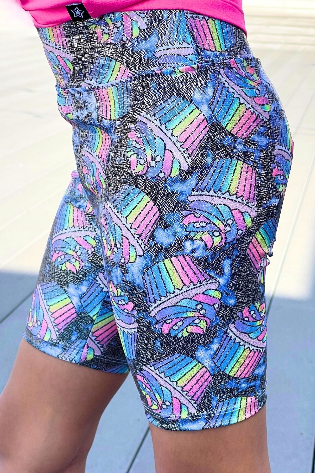 High Shine Biker Short - Pink Glitter