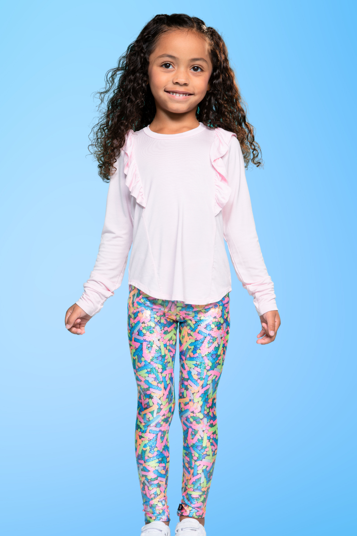 Glitter Foil High Shine Legging - Black Sparkle Rainbow Gummy Bear