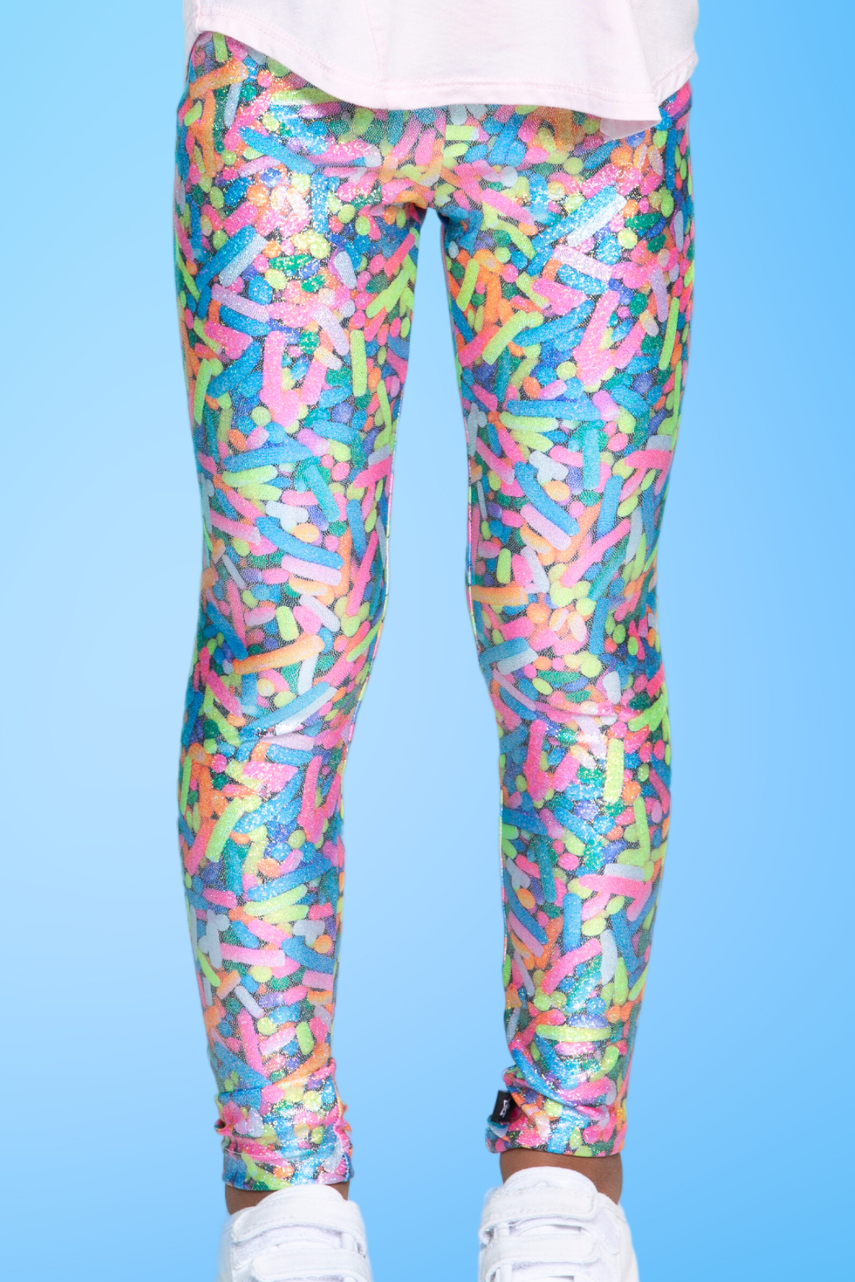 Glitter Foil High Shine Legging - Black Sparkle Rainbow Gummy Bear