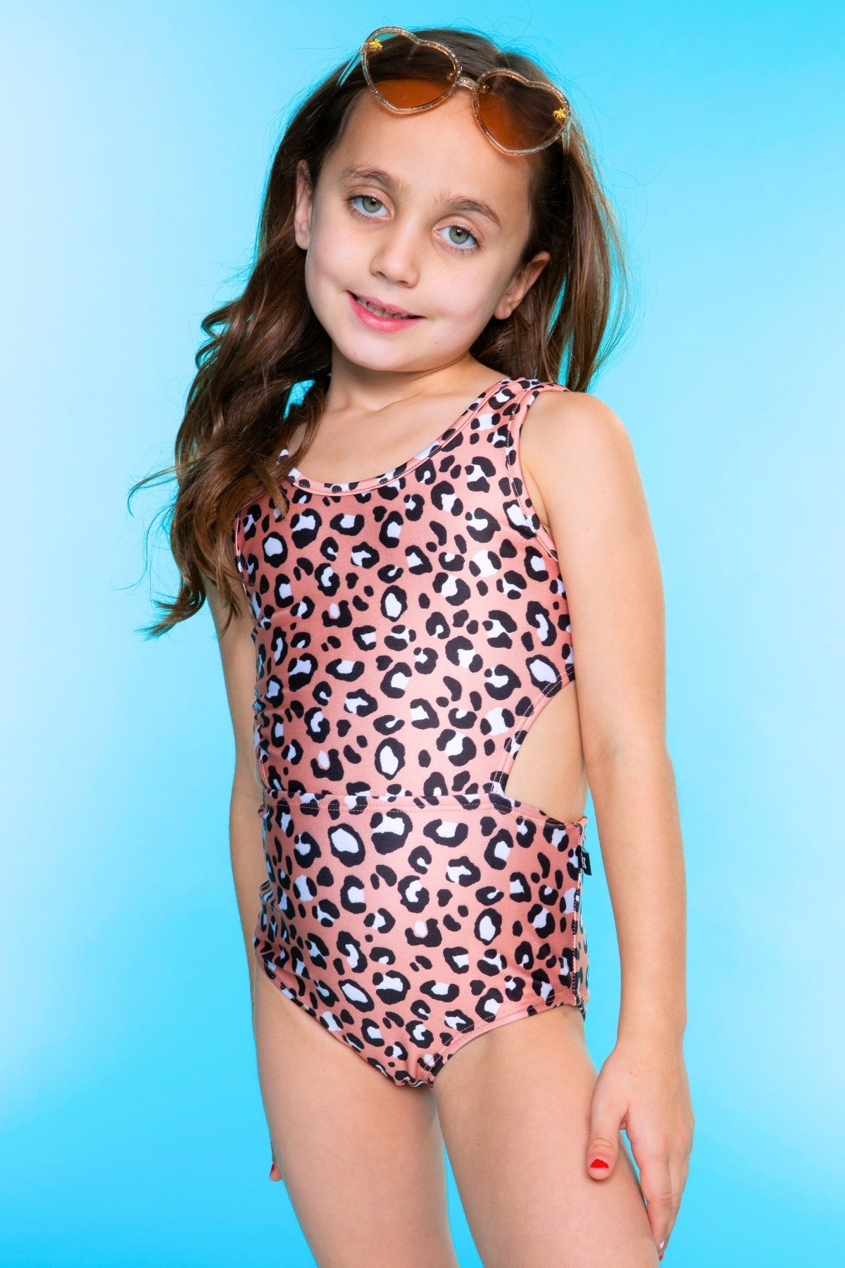High Shine One Piece Cutout Swimsuit - Pastel Gold Leopard