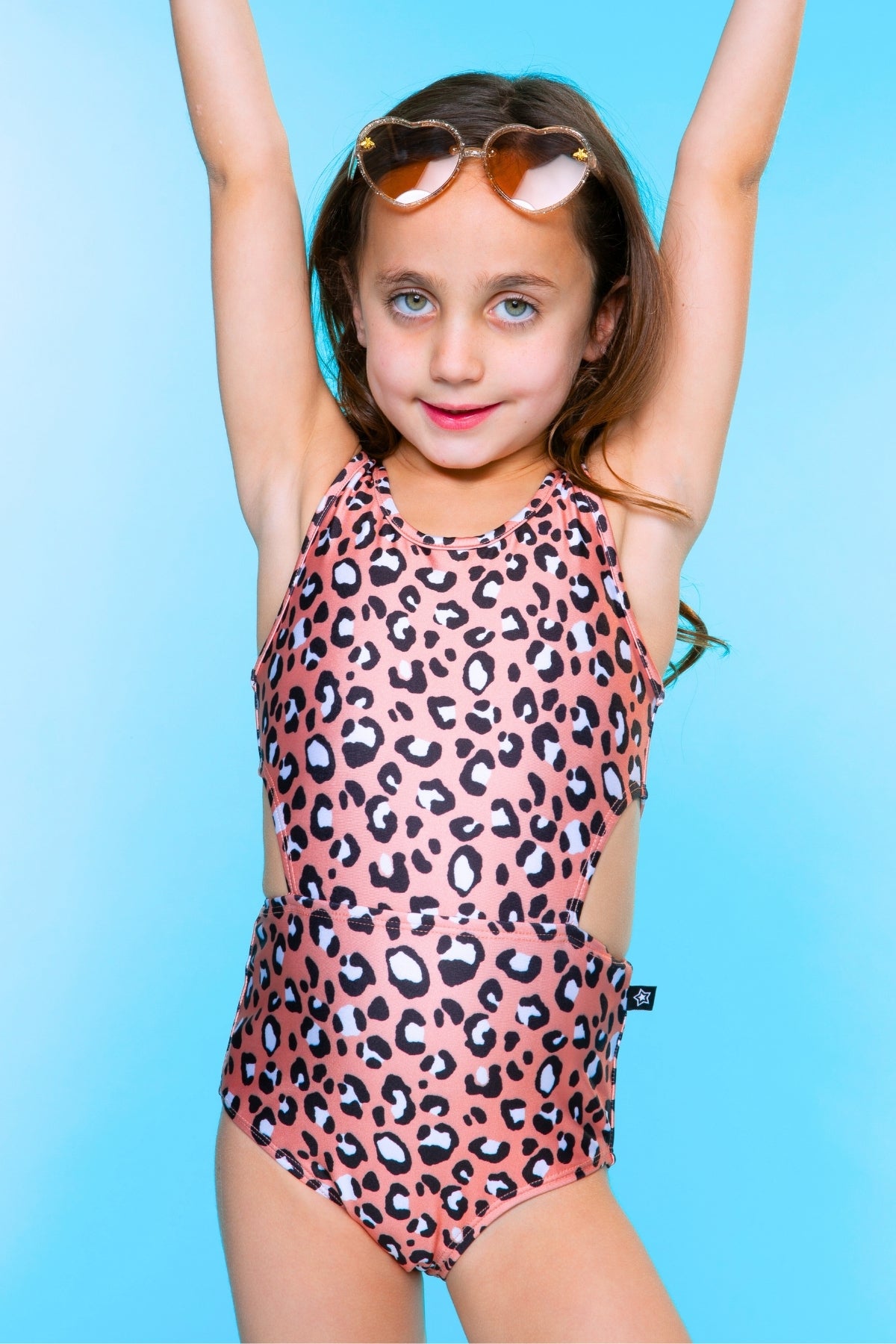 High Shine One Piece Cutout Swimsuit - Pastel Gold Leopard