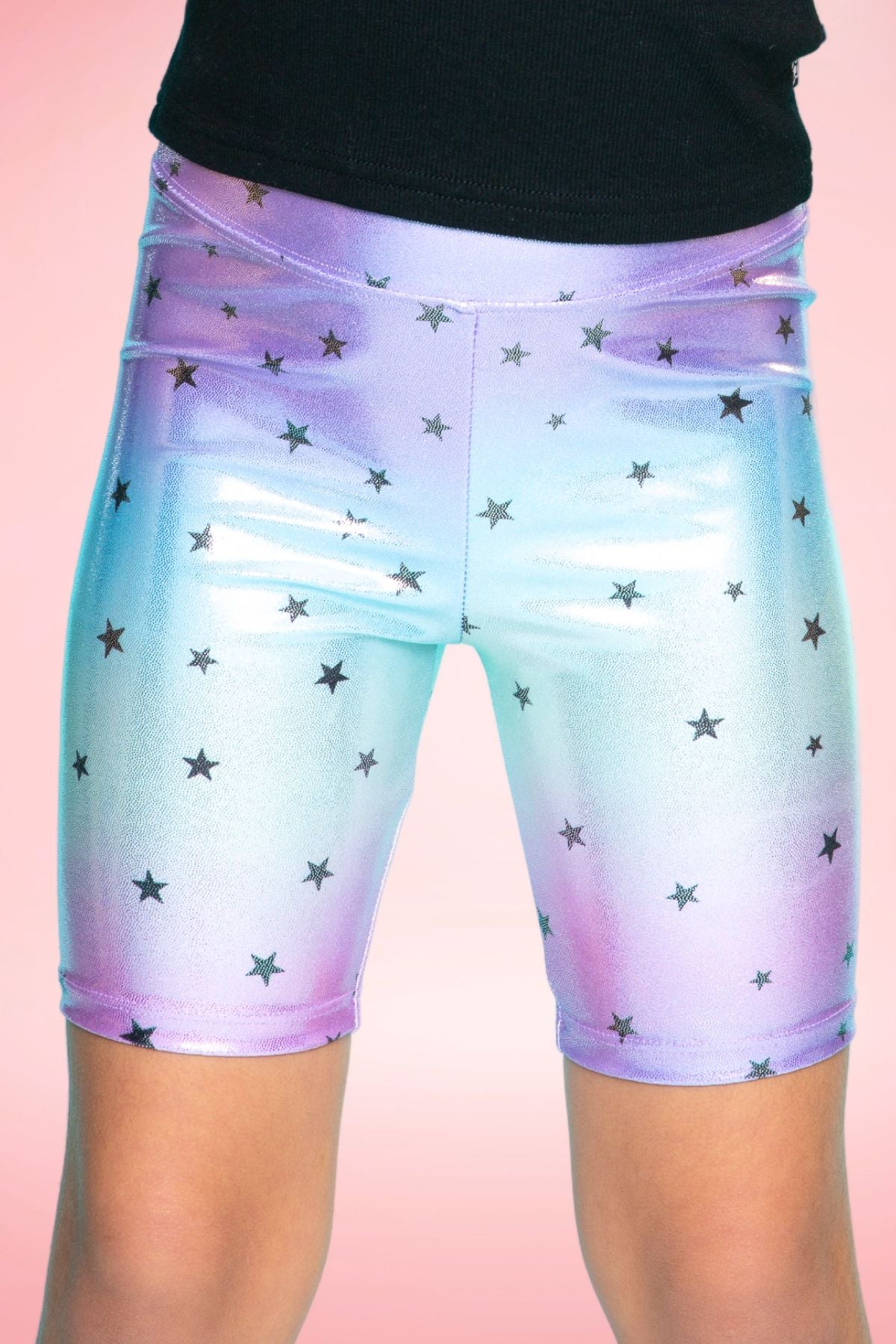 High Shine Biker Short - Pink Glitter