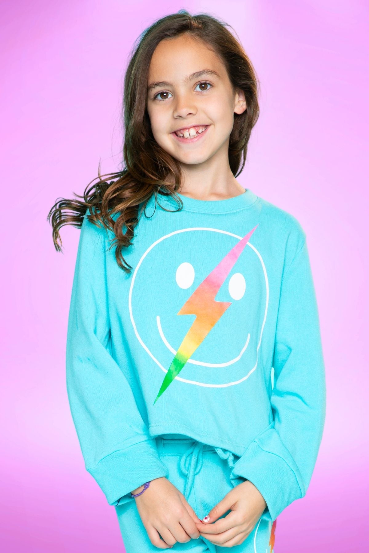 Cotton Soft French Terry Easy Crew Sweatshirt - Heather Grey Rainbow Heart