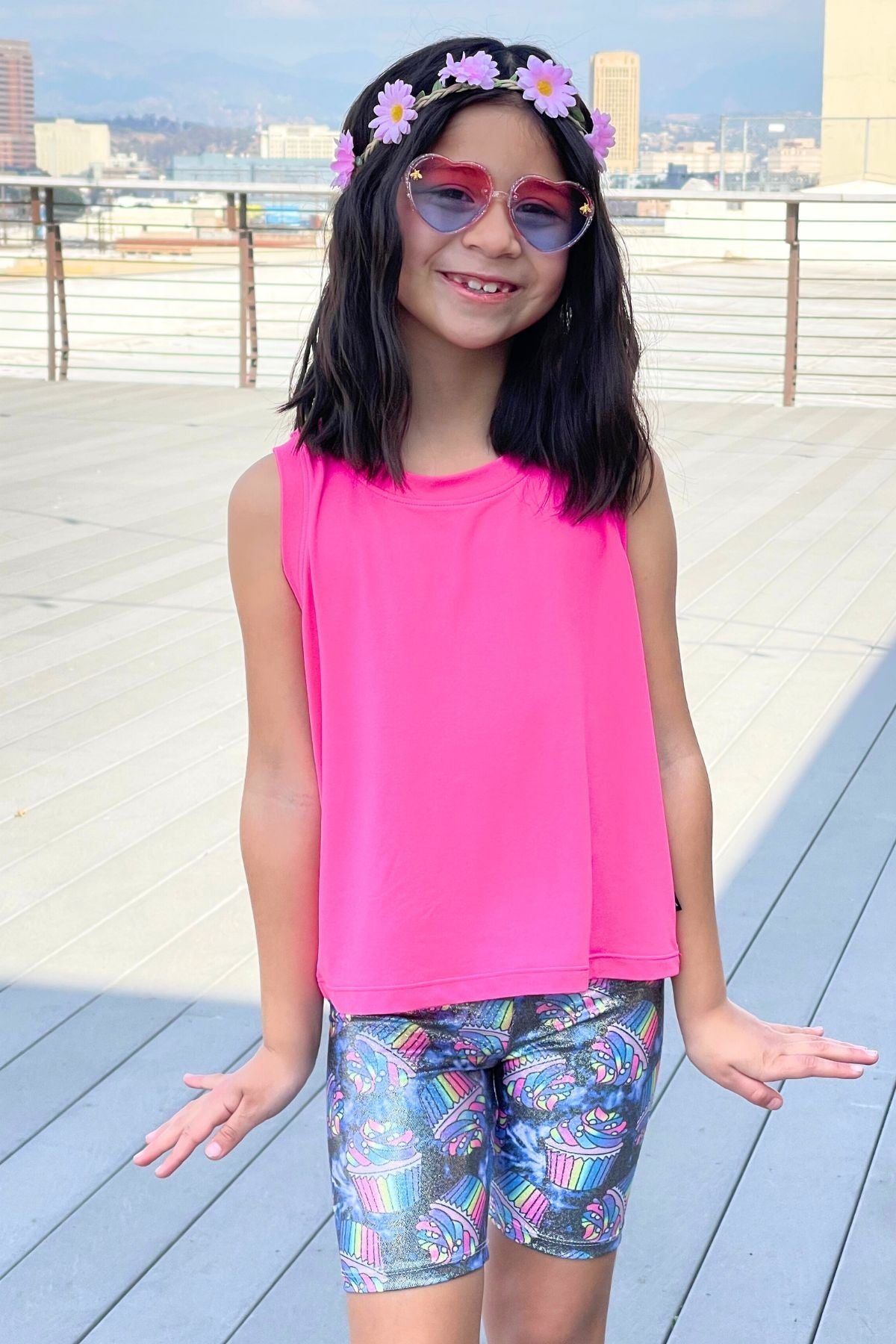 Simply Soft Easy Tank - Lt Blue Neon Pink Malibu
