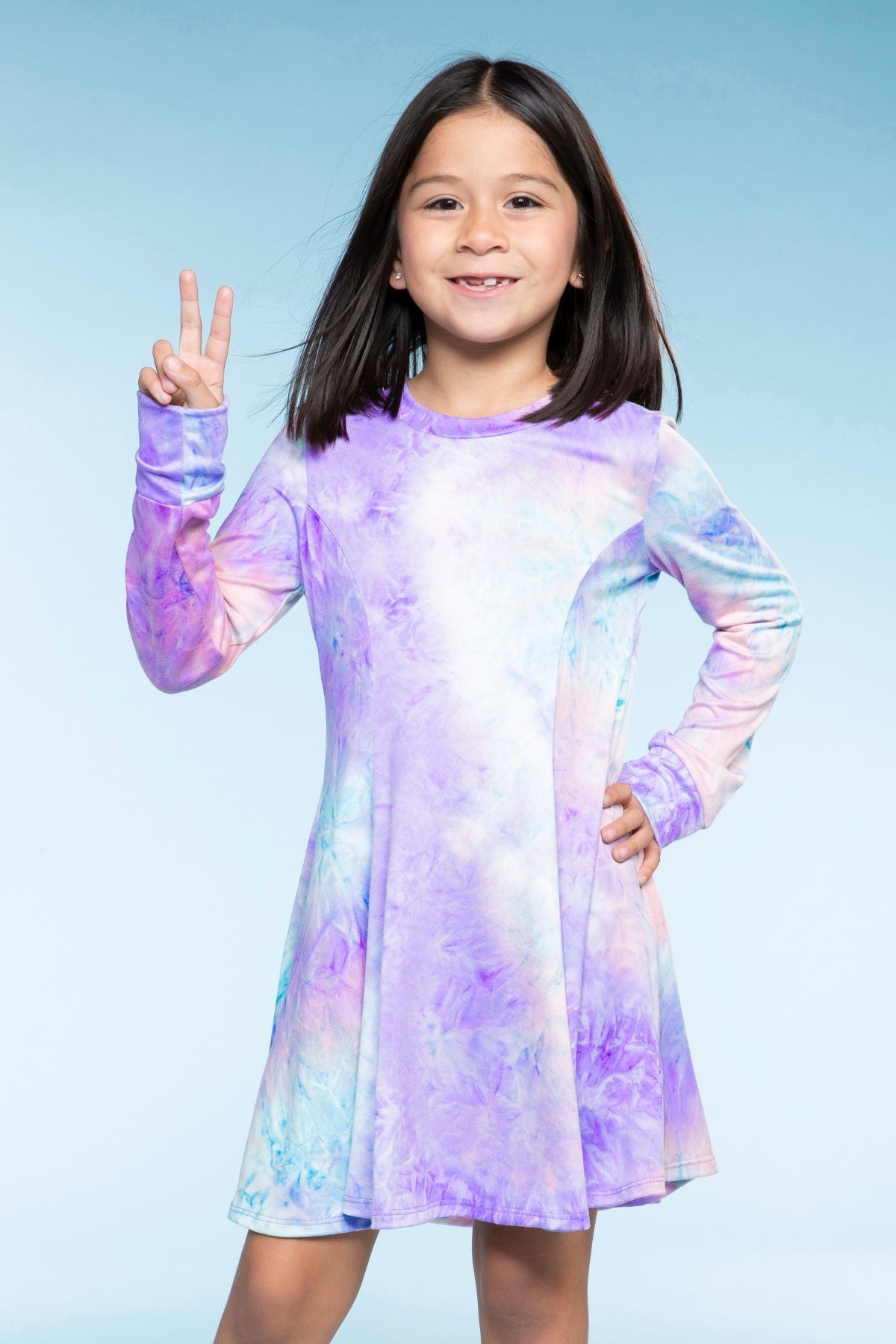 Simply Soft Long Sleeve Twirl Dress - Neon Lt Pink Leopard Splatter