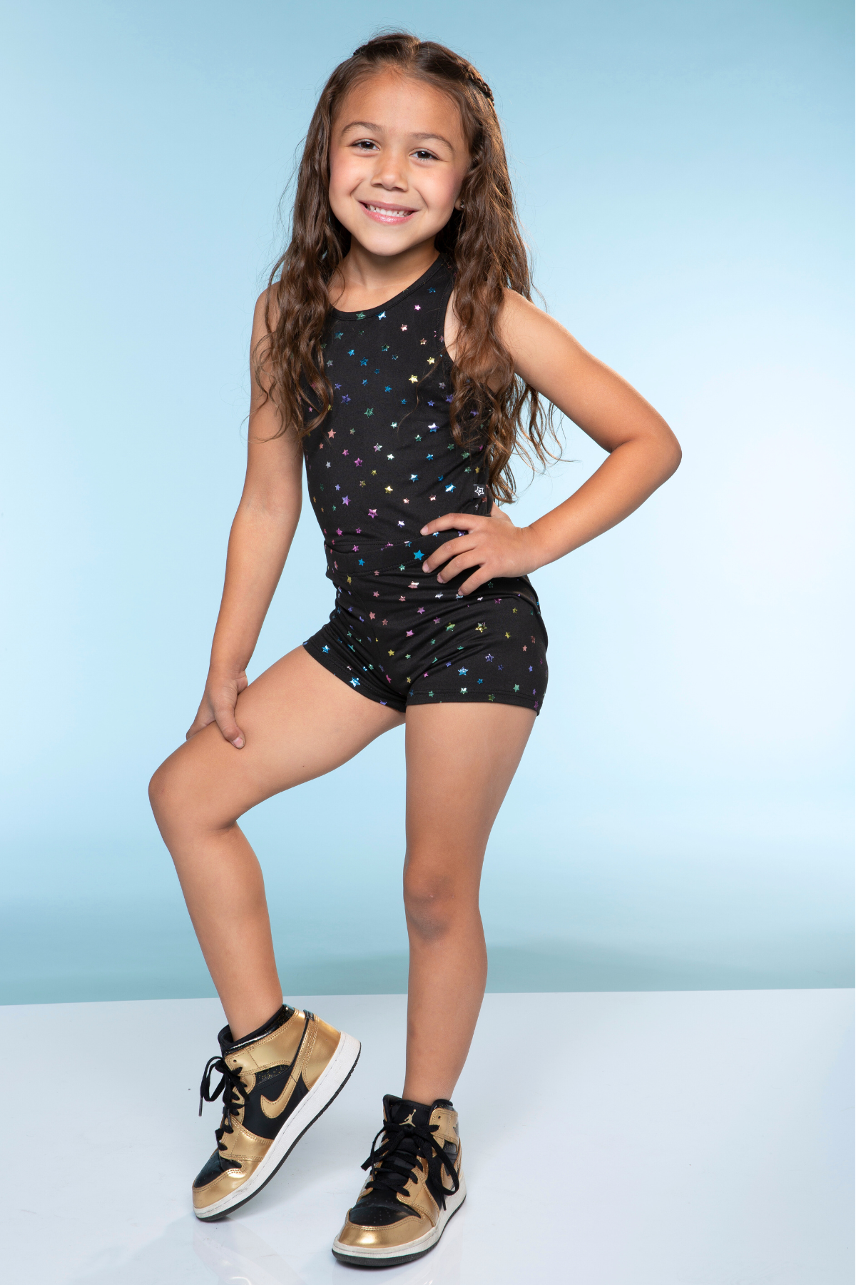 Simply Soft Cropped Racerback Tank & Tumble Short - Lilac Rainbow Foil Hearts & Stars - NEW!