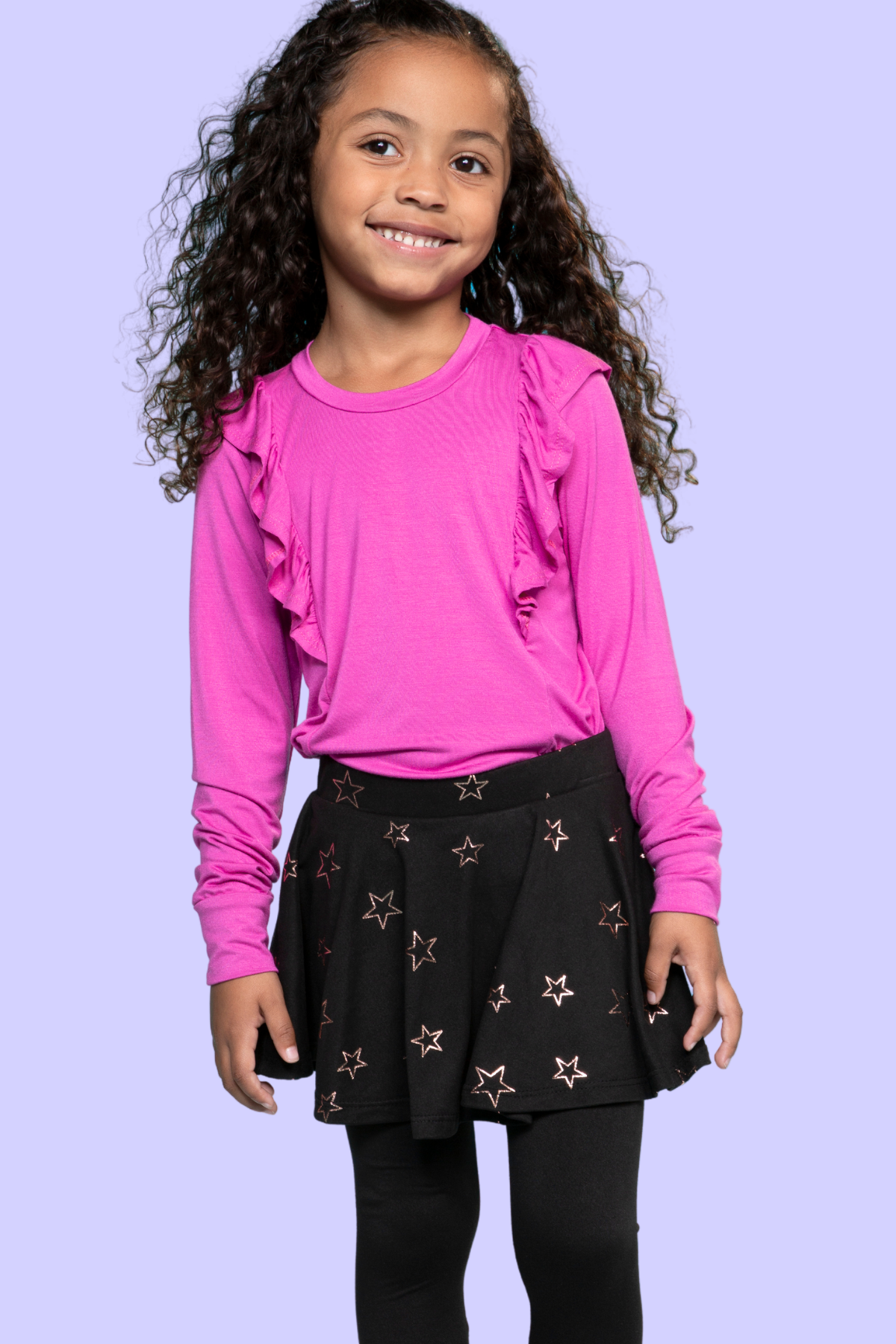 Simply Soft Skater Legging - Neon Lt Pink Leopard Splatter Black