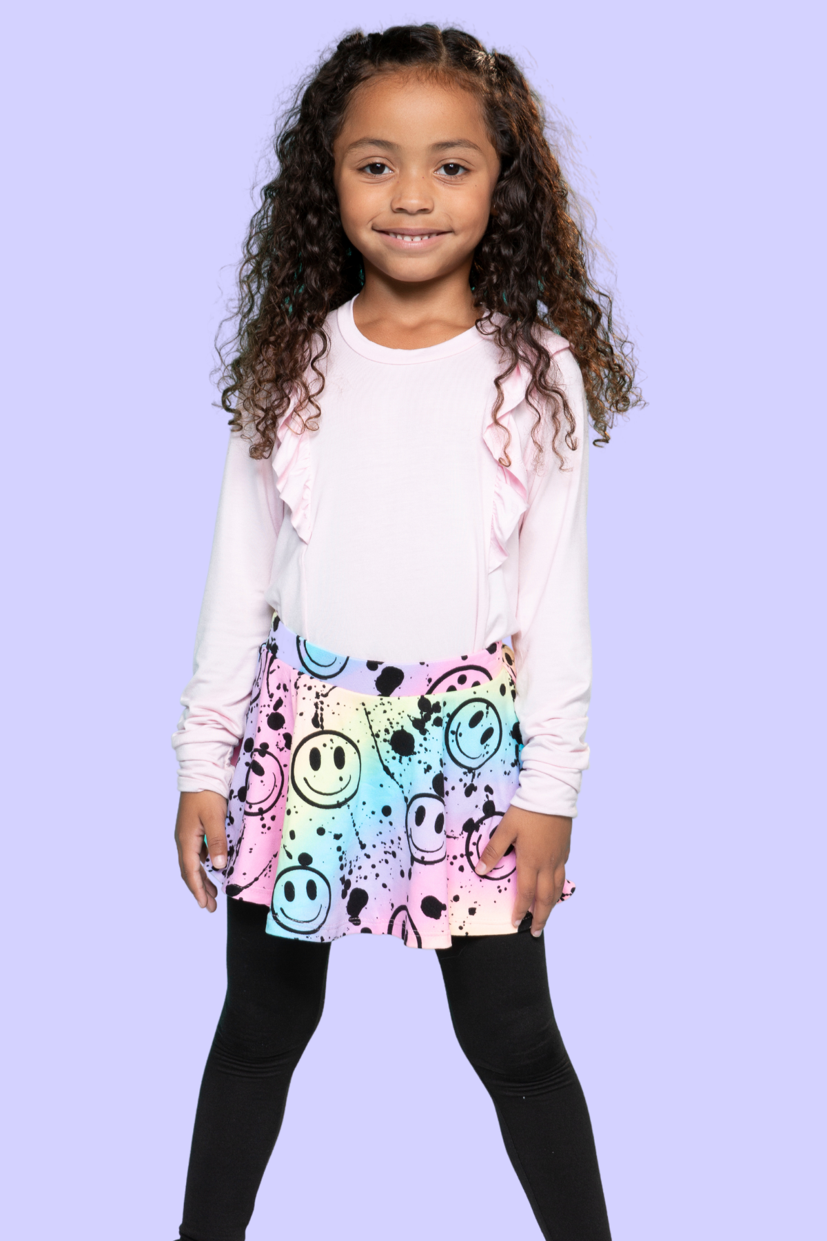 Simply Soft Skater Legging - Neon Lt Pink Leopard Splatter Black