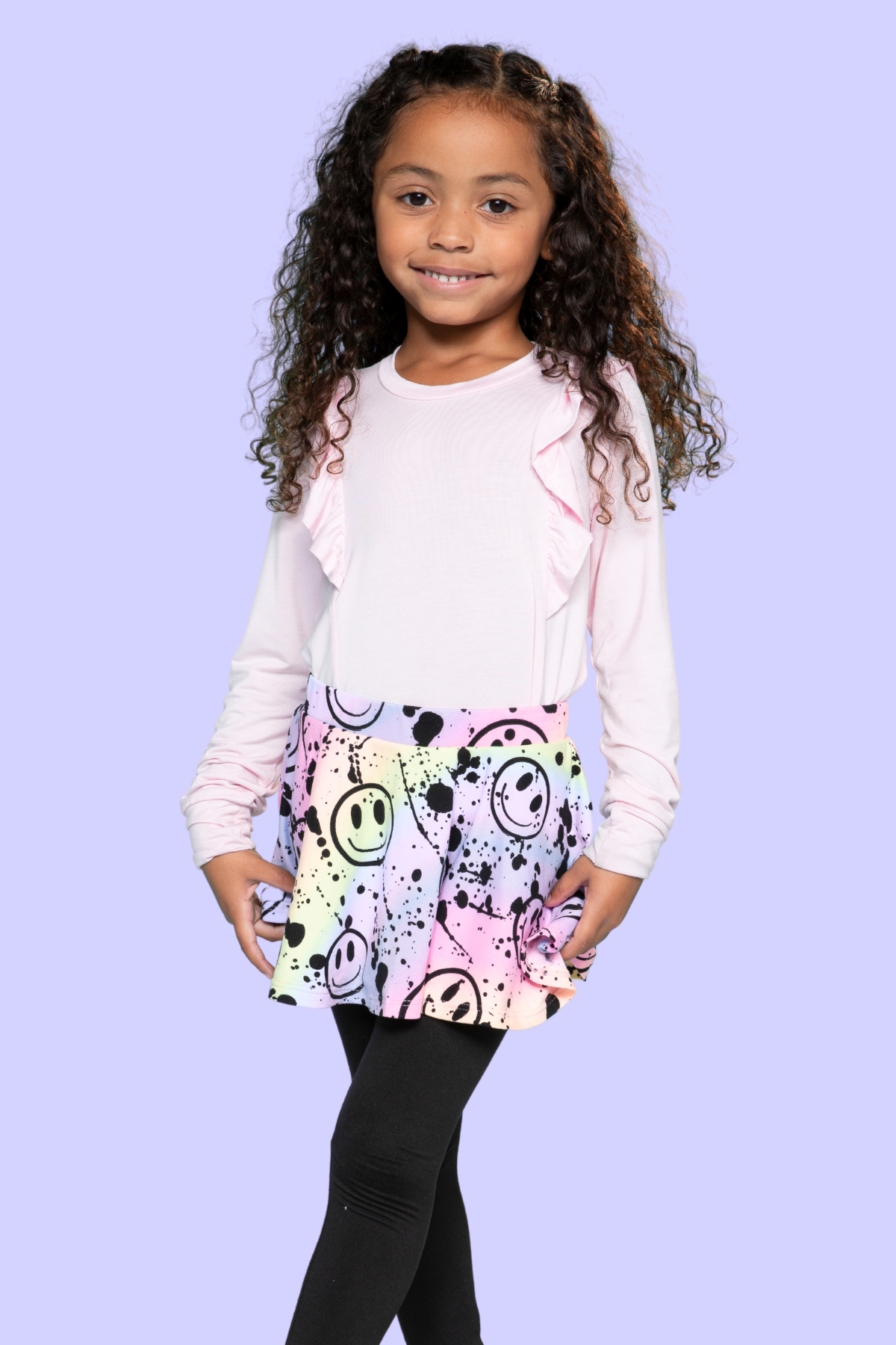 Simply Soft Skater Legging - Neon Lt Pink Leopard Splatter Black