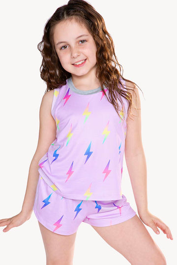 Simply Soft Sleeveless Easy Tank & Dolphin Short - Ice Pink Ombre Bolts