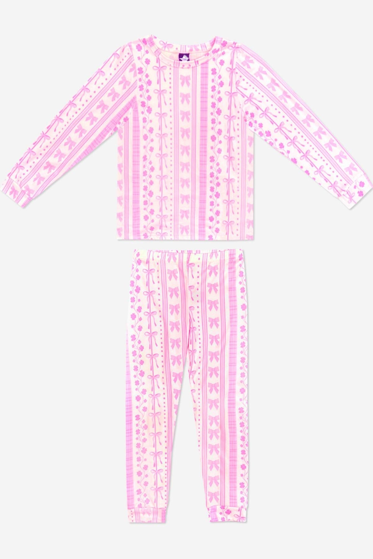 Simply Soft Long Sleeve Crew & Slim Lounge Bottom - Lilac Rainbow Gummy Bear