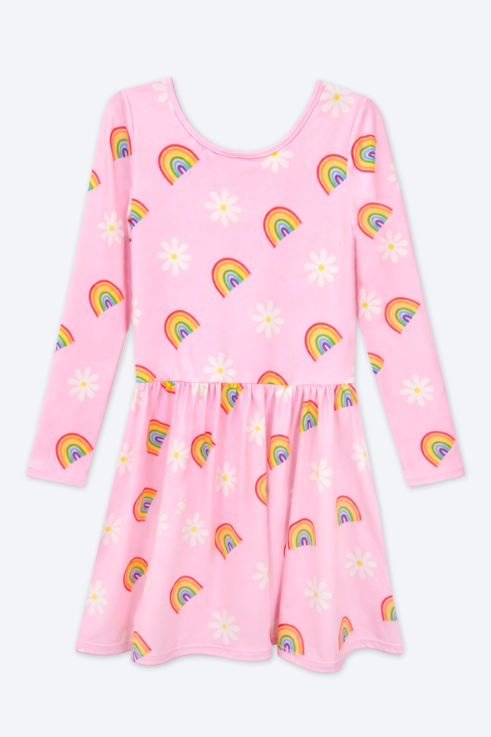 Simply Soft Long Sleeve Be Happy Dress - Pink Daisy Rainbow