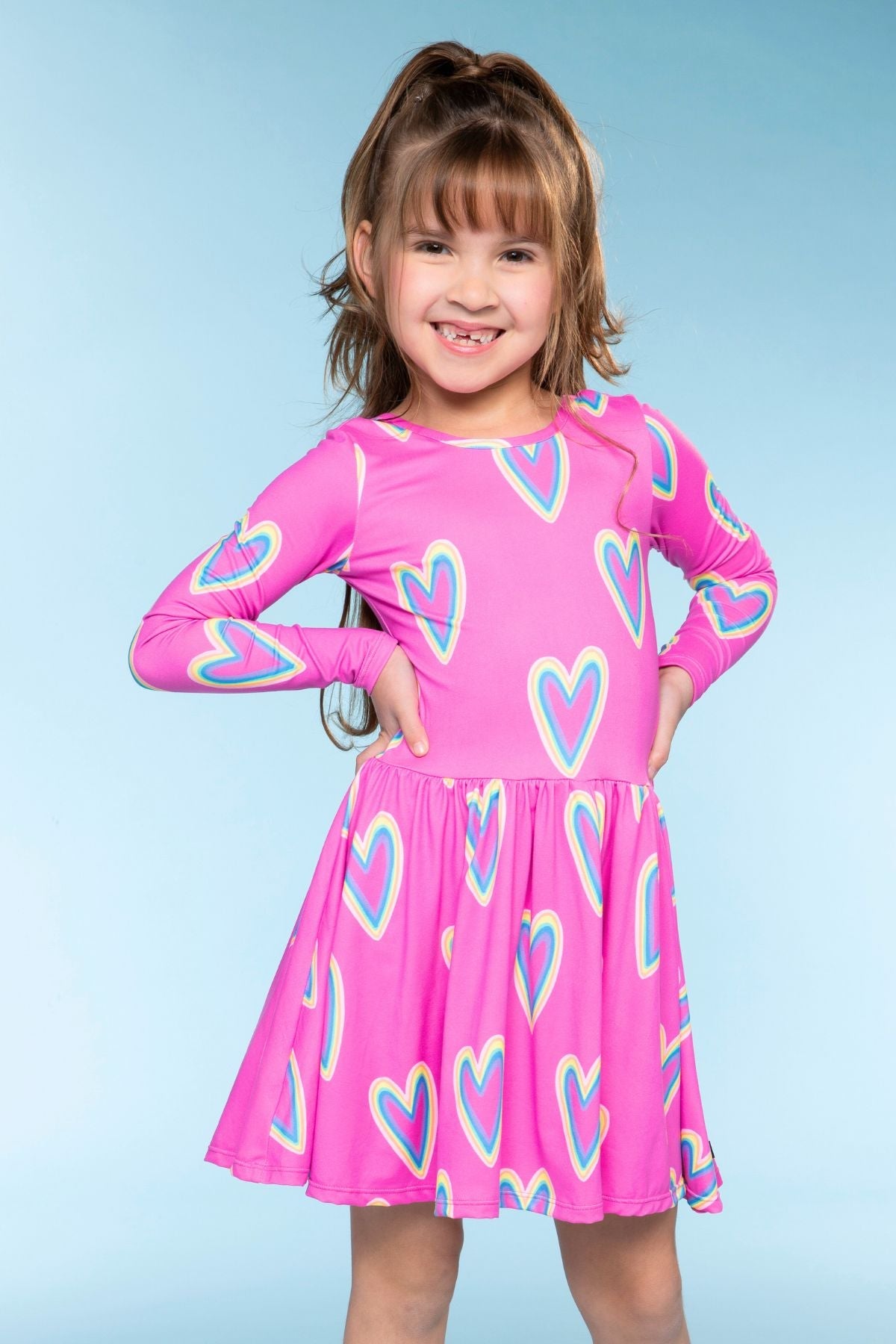 Simply Soft Long Sleeve Be Happy Dress.. - Camo Pink Graffiti Emojis