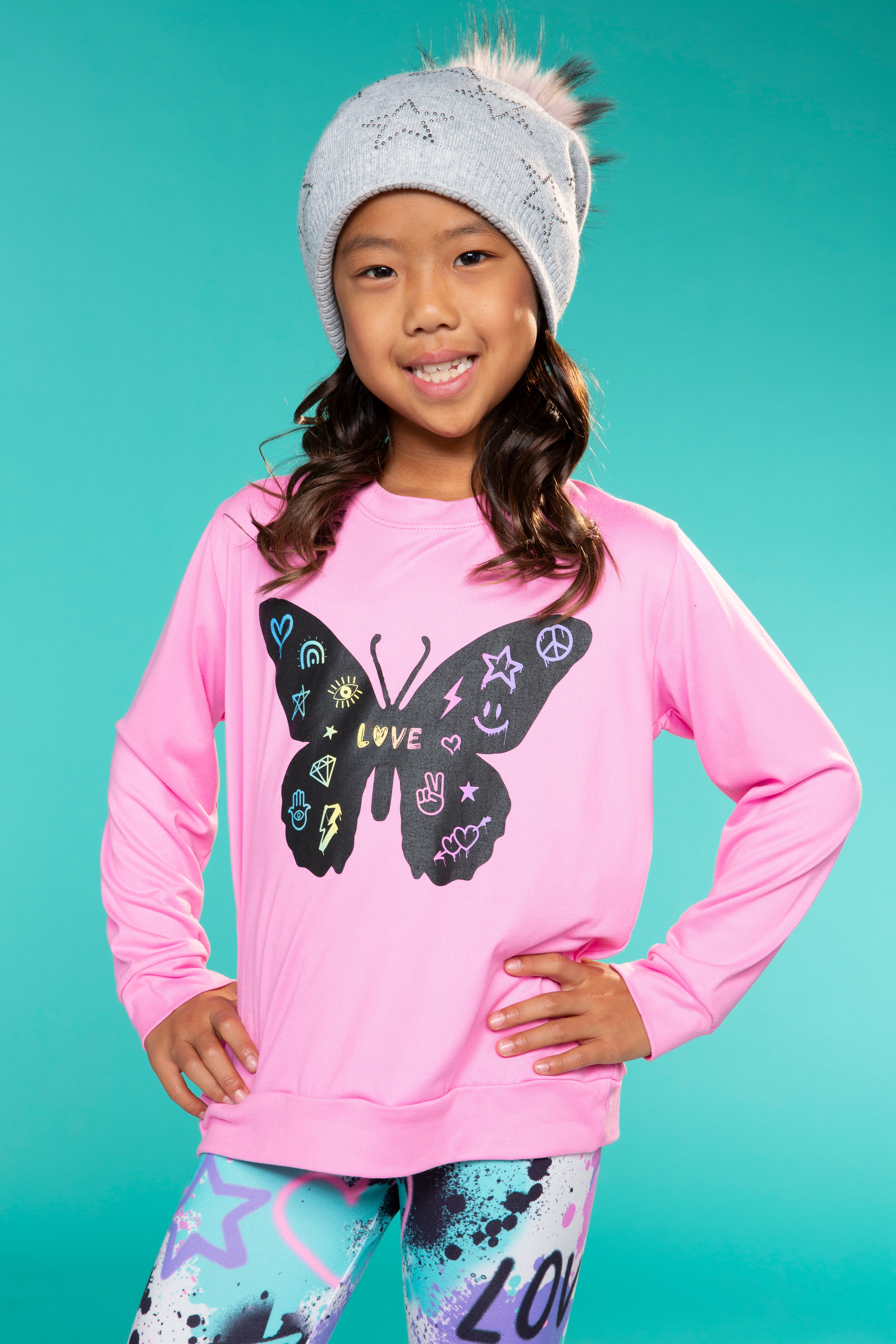 Simply Soft Long Sleeve Crew Top - Rainbow Graffiti Ice Cream