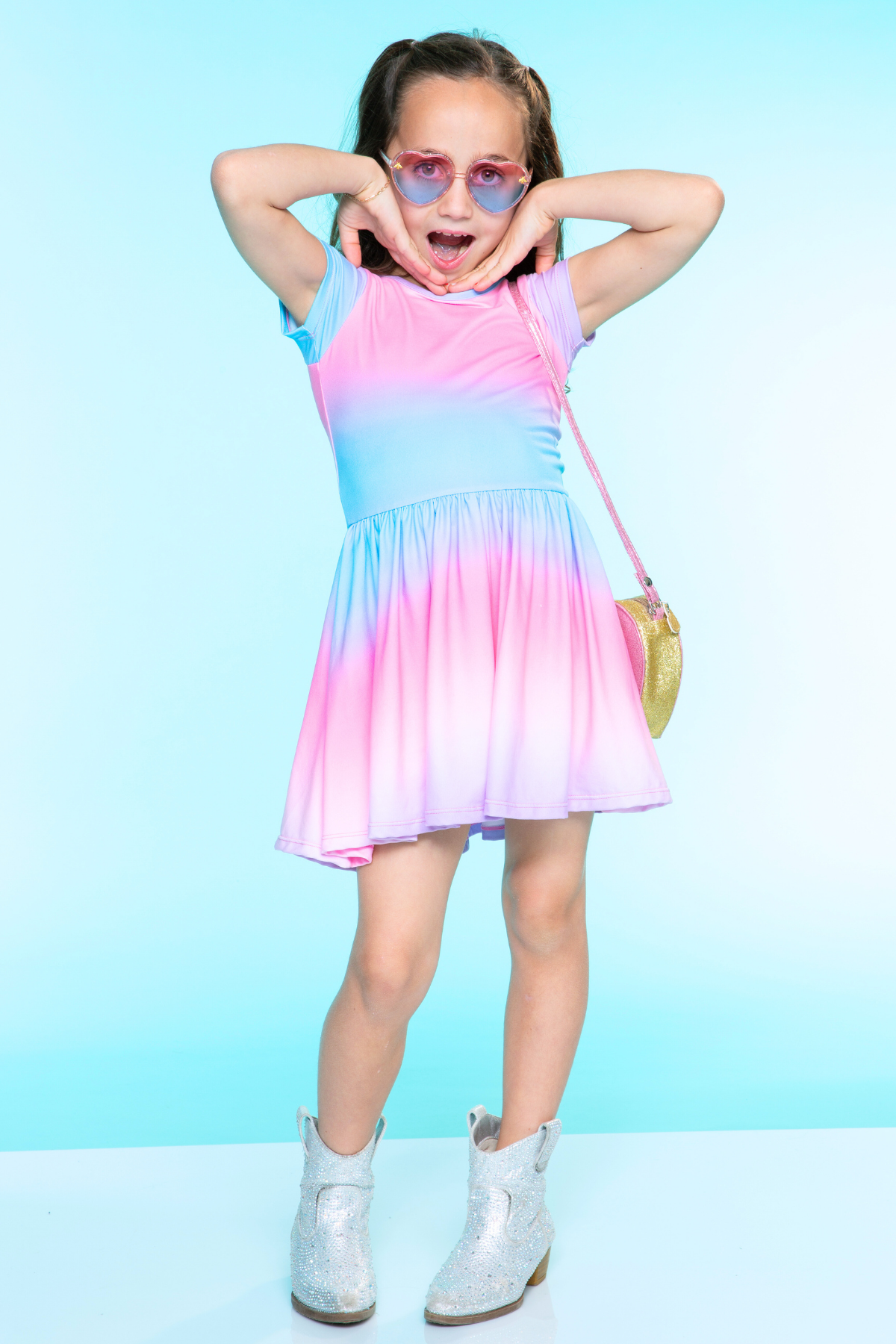 Simply Soft Short Sleeve Be Happy Dress - Tie Dye Rainbow Donuts