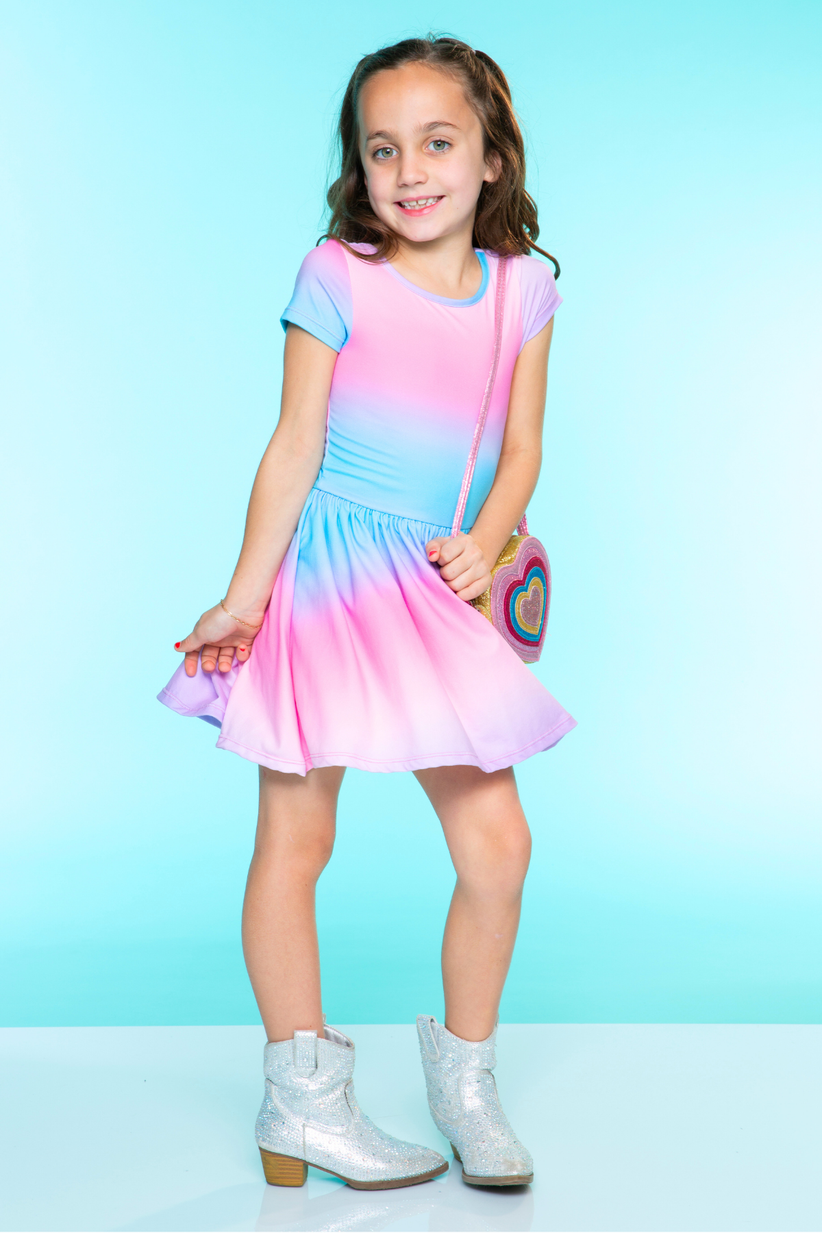 Simply Soft Short Sleeve Be Happy Dress - Tie Dye Rainbow Donuts