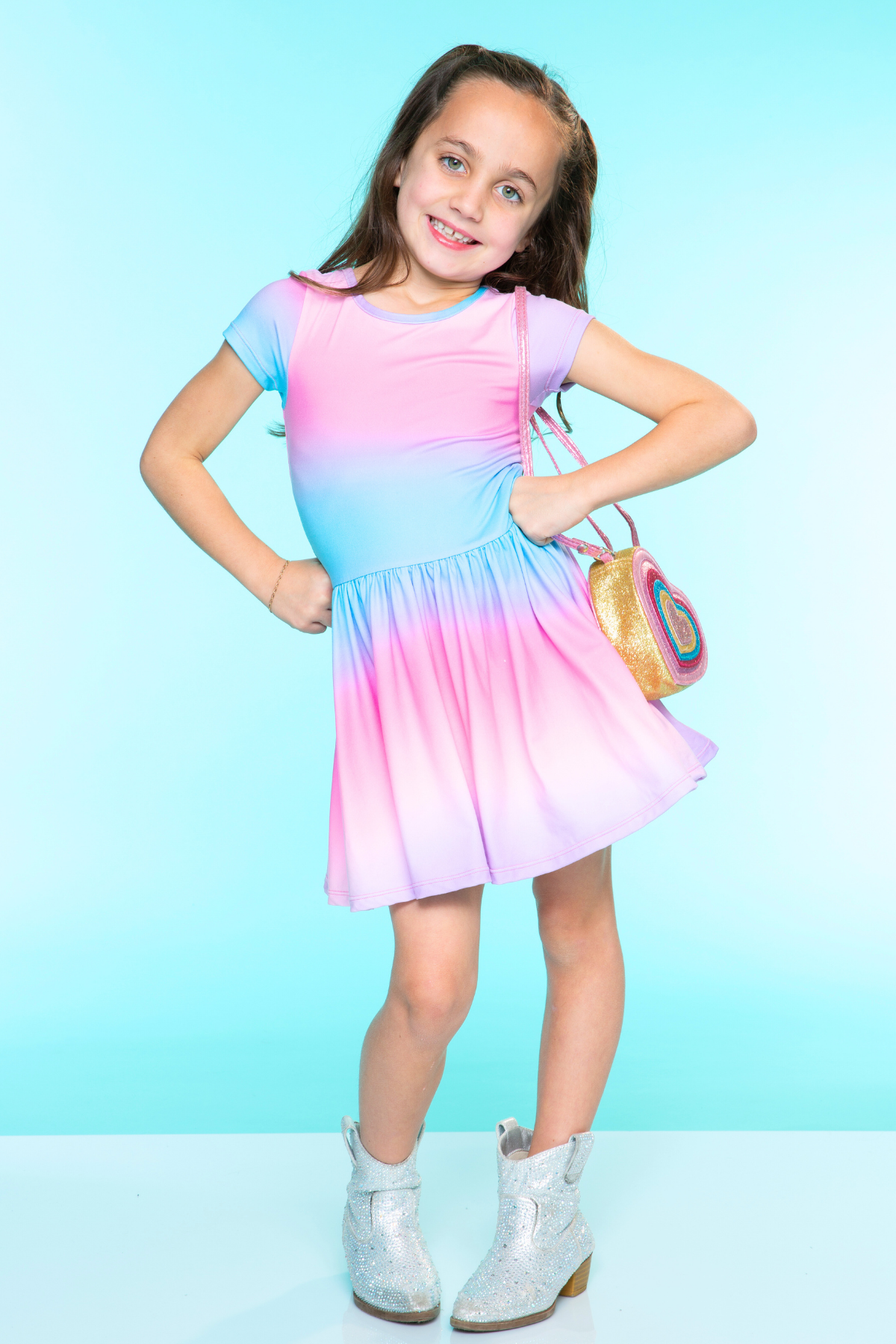Simply Soft Short Sleeve Be Happy Dress - Tie Dye Rainbow Donuts
