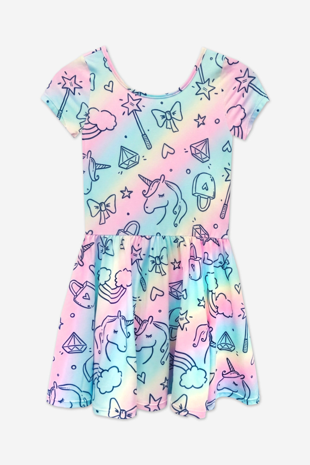 Simply Soft Short Sleeve Scoop Back Be Happy Dress - Neon Pink Sketch Emoji - NEW!