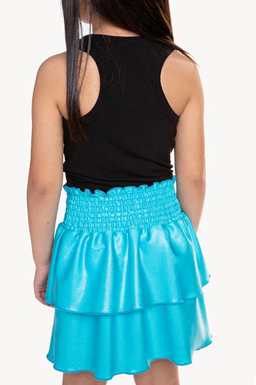 Sleeveless Ribbed Racerback Smocked Skirt Dress - Azure Dream Glitter